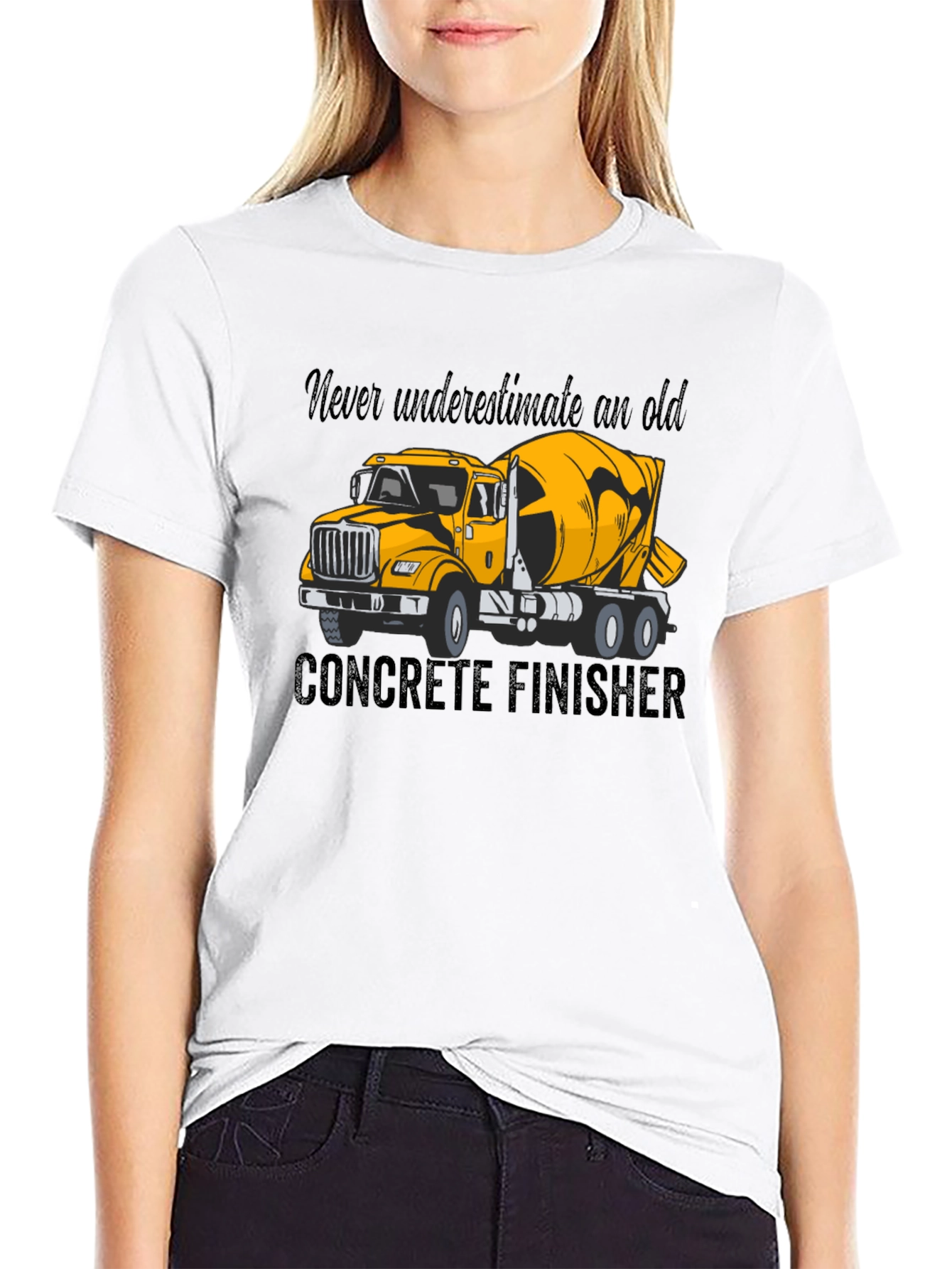 Concrete Finisher T-Shirt - Yellow Truck Graphic Tee