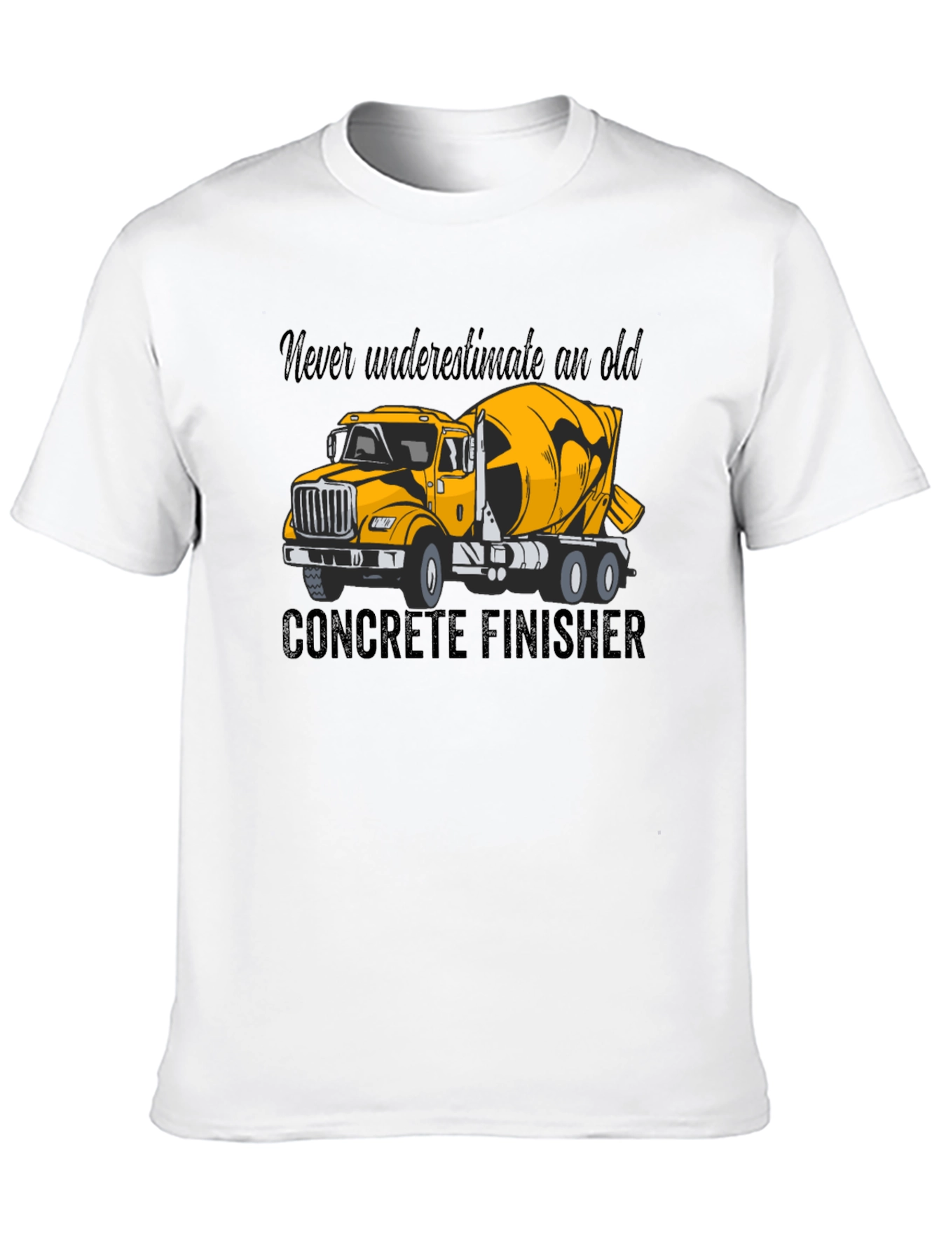 Concrete Finisher T-Shirt - Yellow Truck Graphic Tee