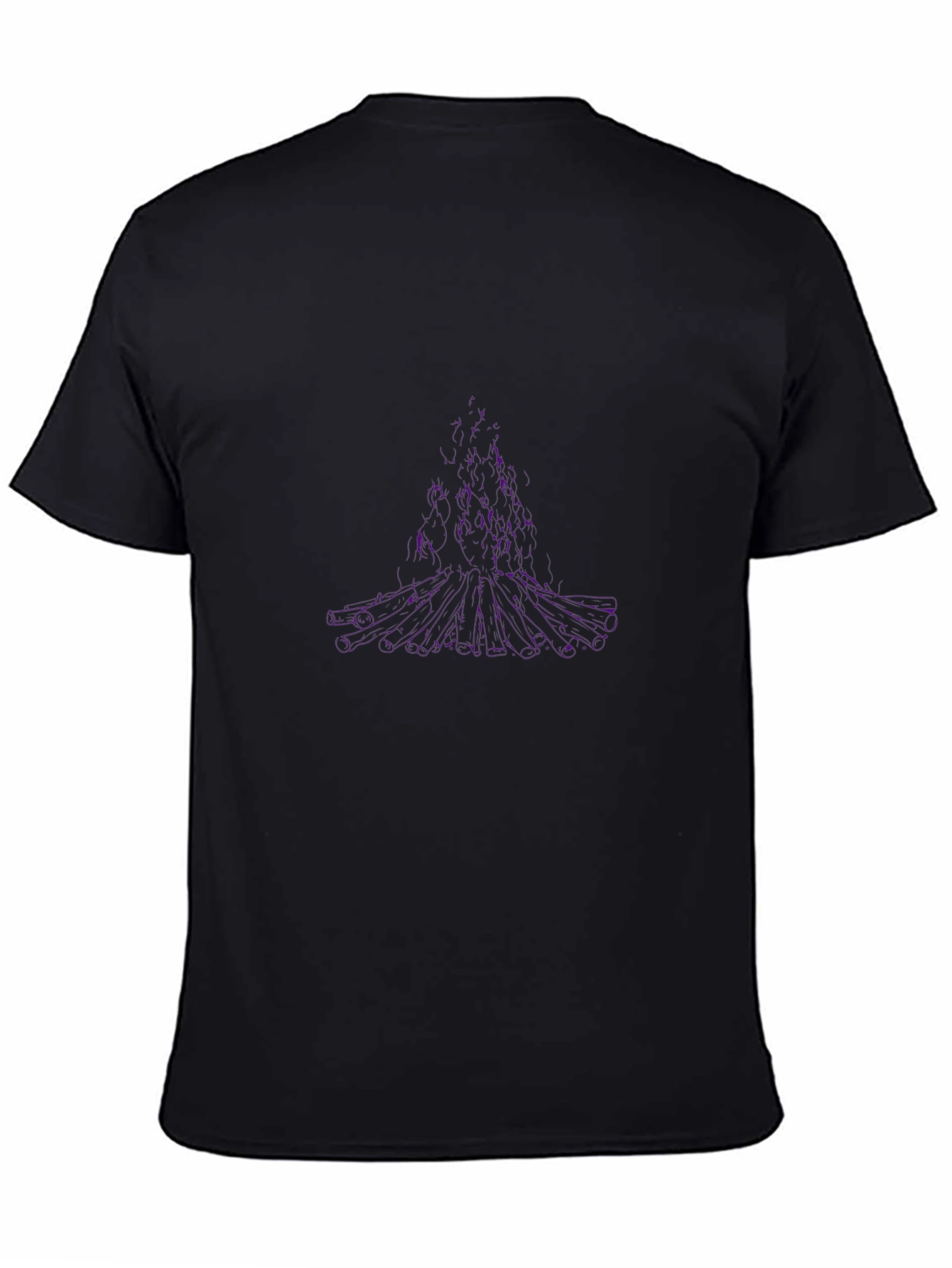 Abstract Purple Tree Graphic Black T-Shirt
