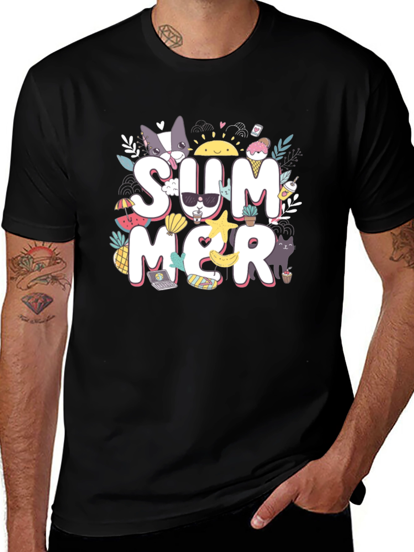 Summer Graphic T-Shirt: Cats Ice Cream and Sunshine!