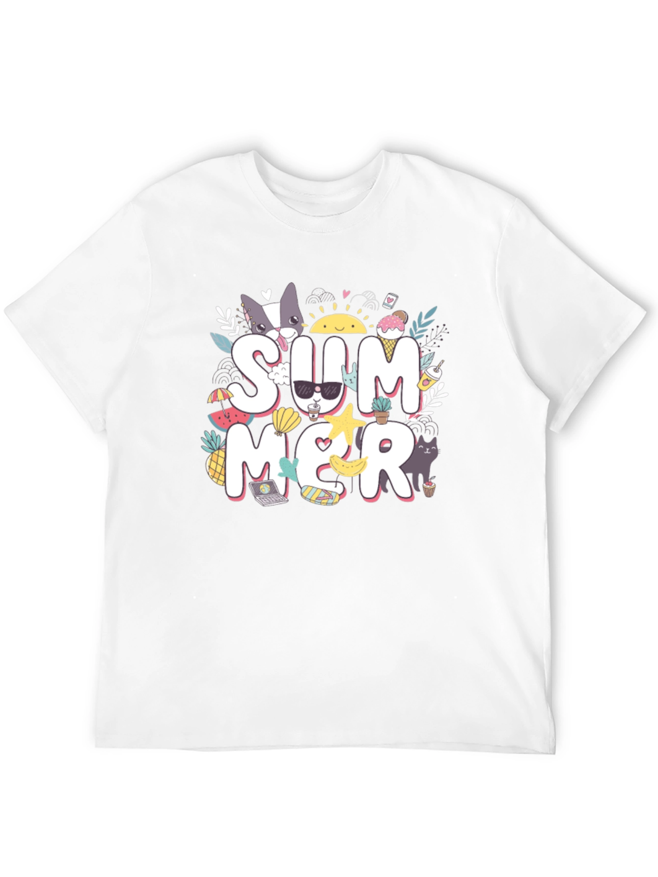 Summer Graphic T-Shirt: Cats Ice Cream and Sunshine!
