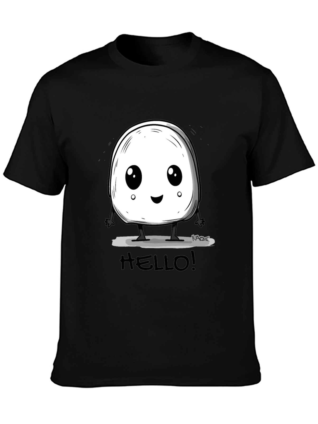 Cute Hello Character Black Graphic Tee