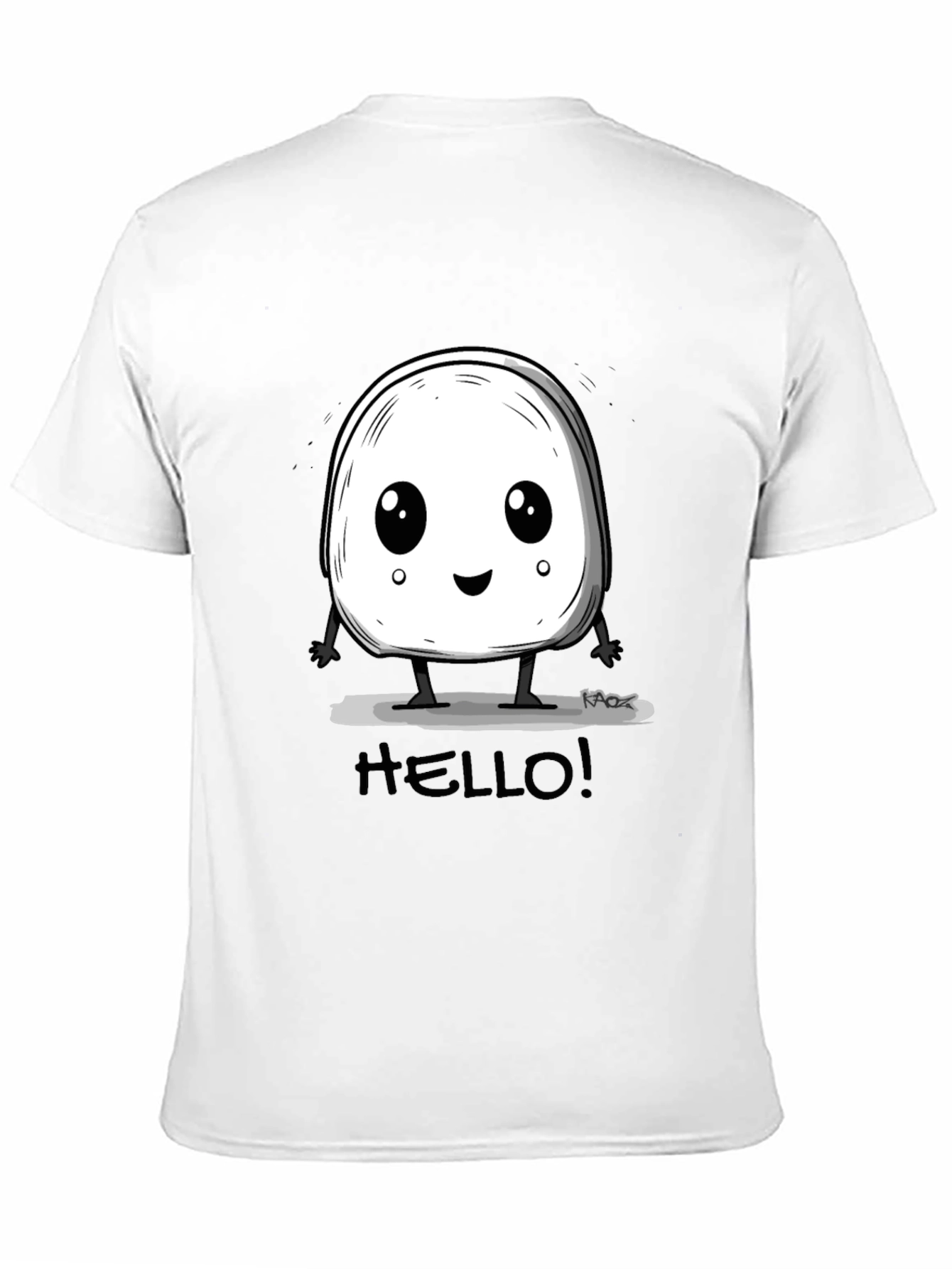 Cute Hello Character Black Graphic Tee