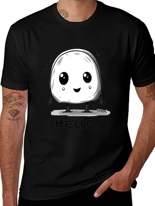 Cute Hello Character Black Graphic Tee