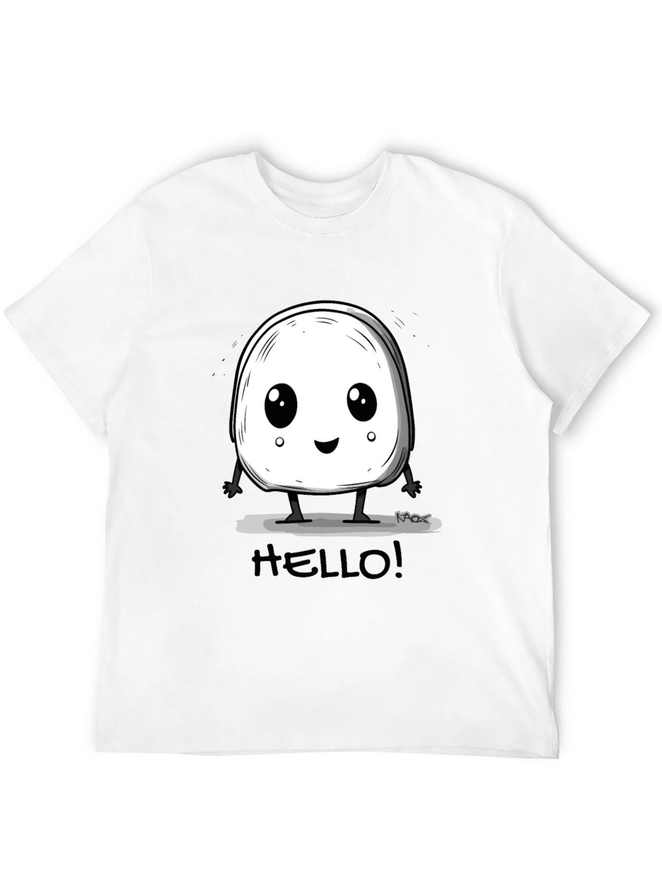 Cute Hello Character Black Graphic Tee