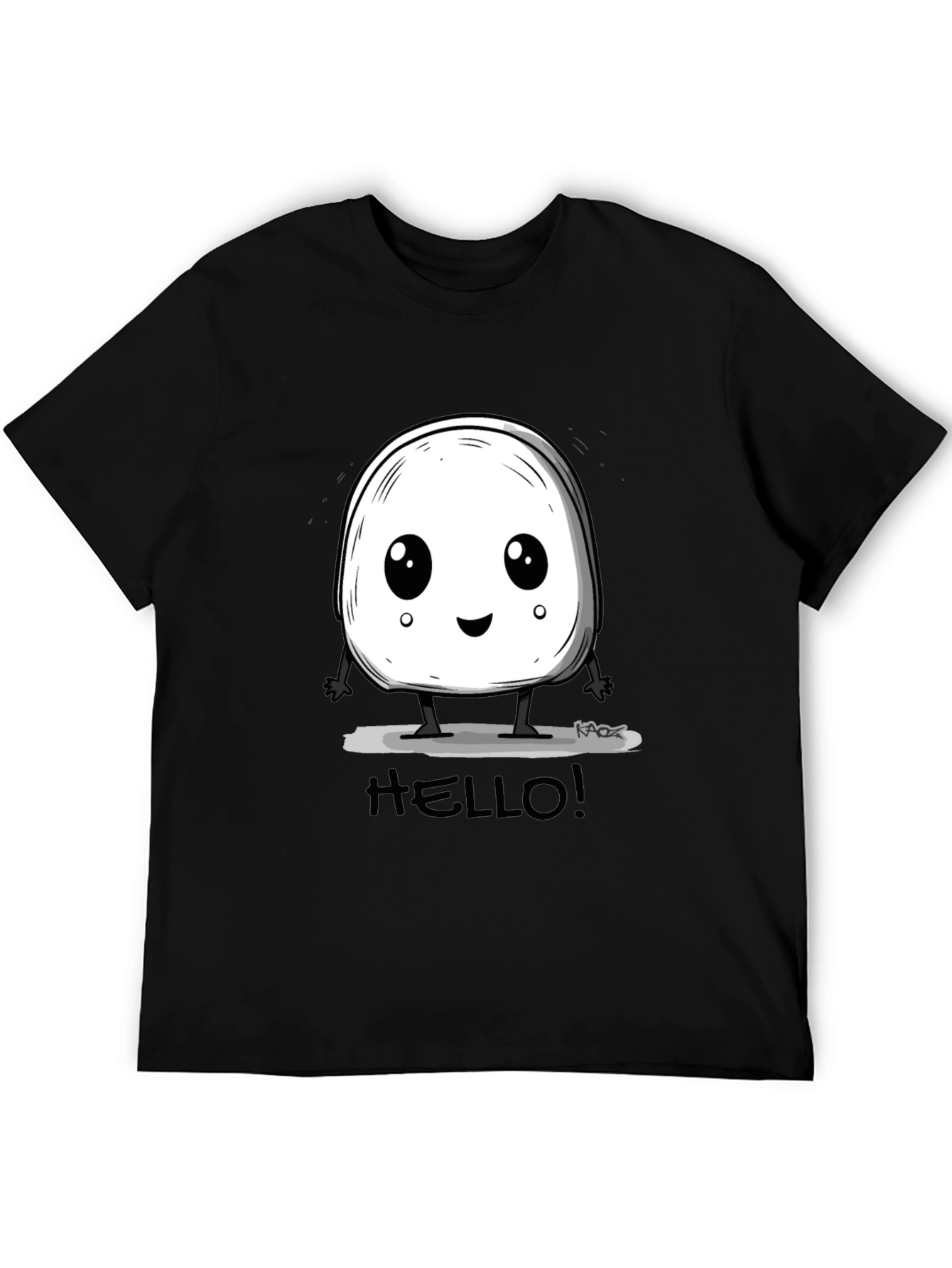 Cute Hello Character Black Graphic Tee