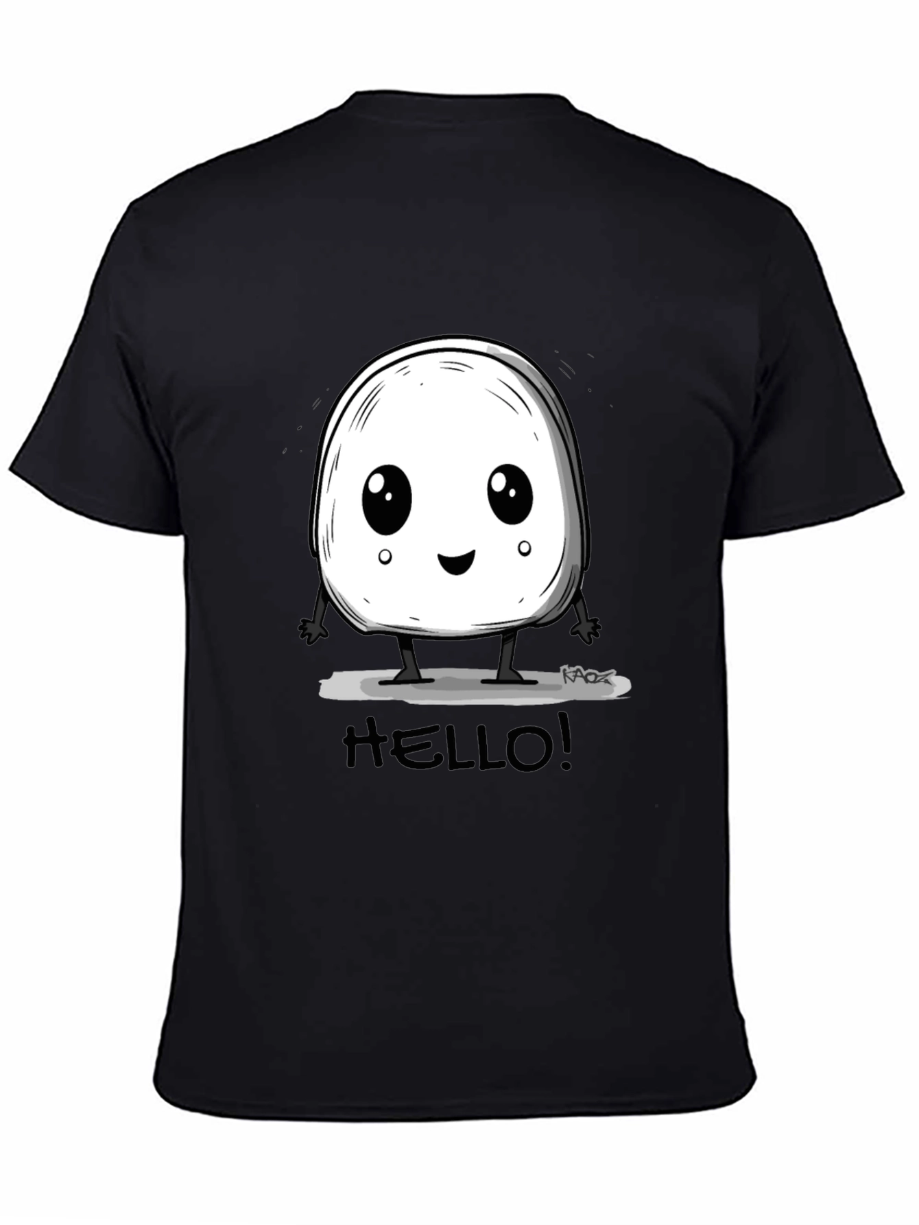 Cute Hello Character Black Graphic Tee