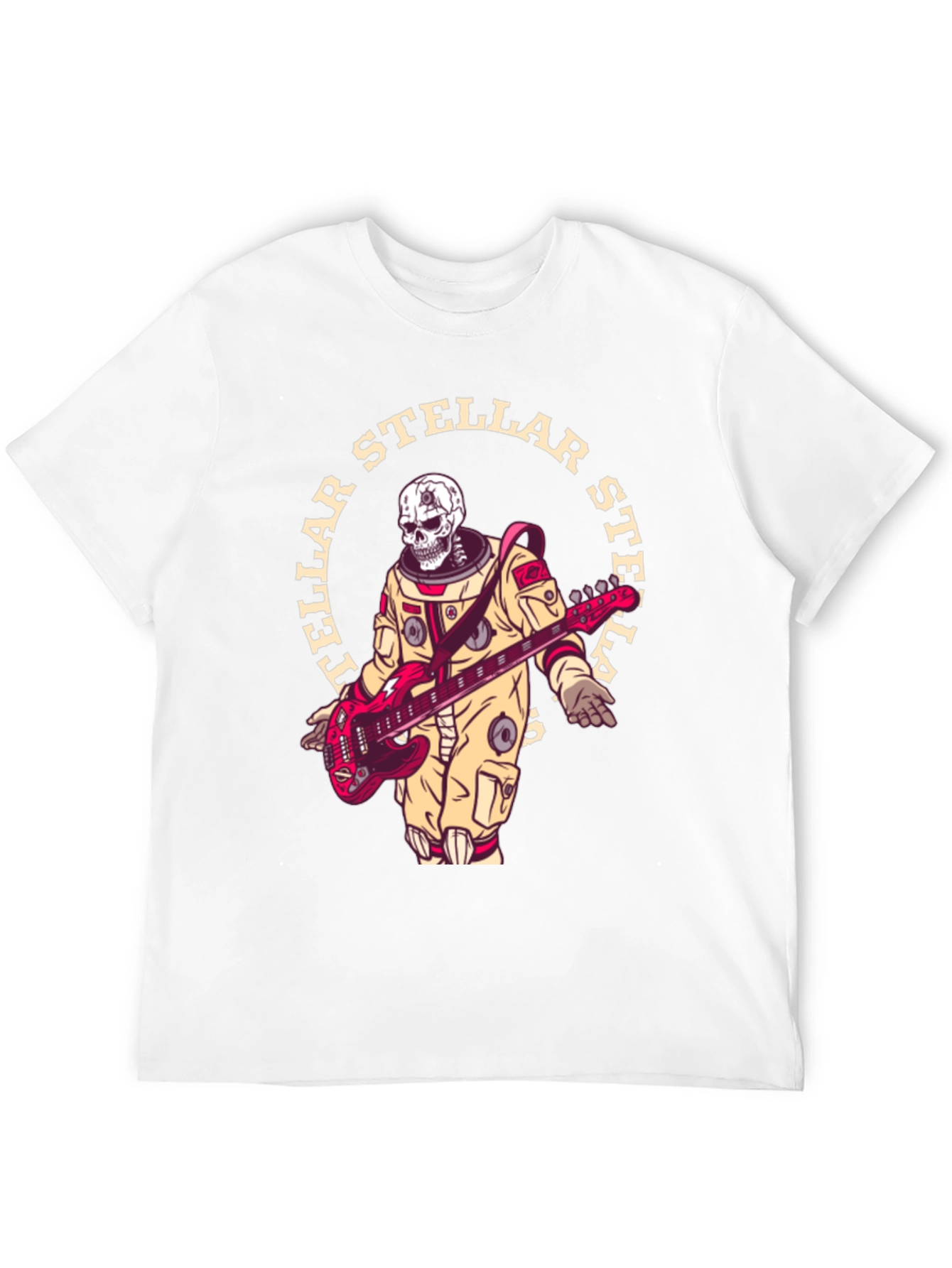 Stellar Skeleton Astronaut Guitarist Black T-Shirt