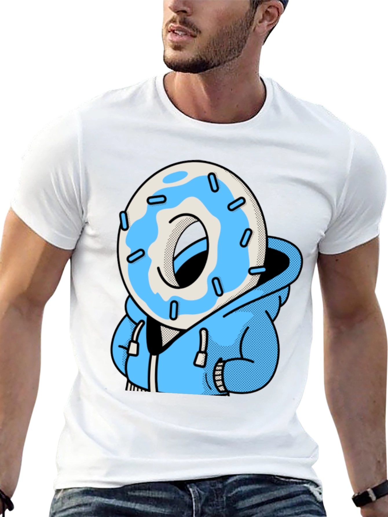 Donut Head Hoodie T-Shirt - Blue Icing Graphic Tee