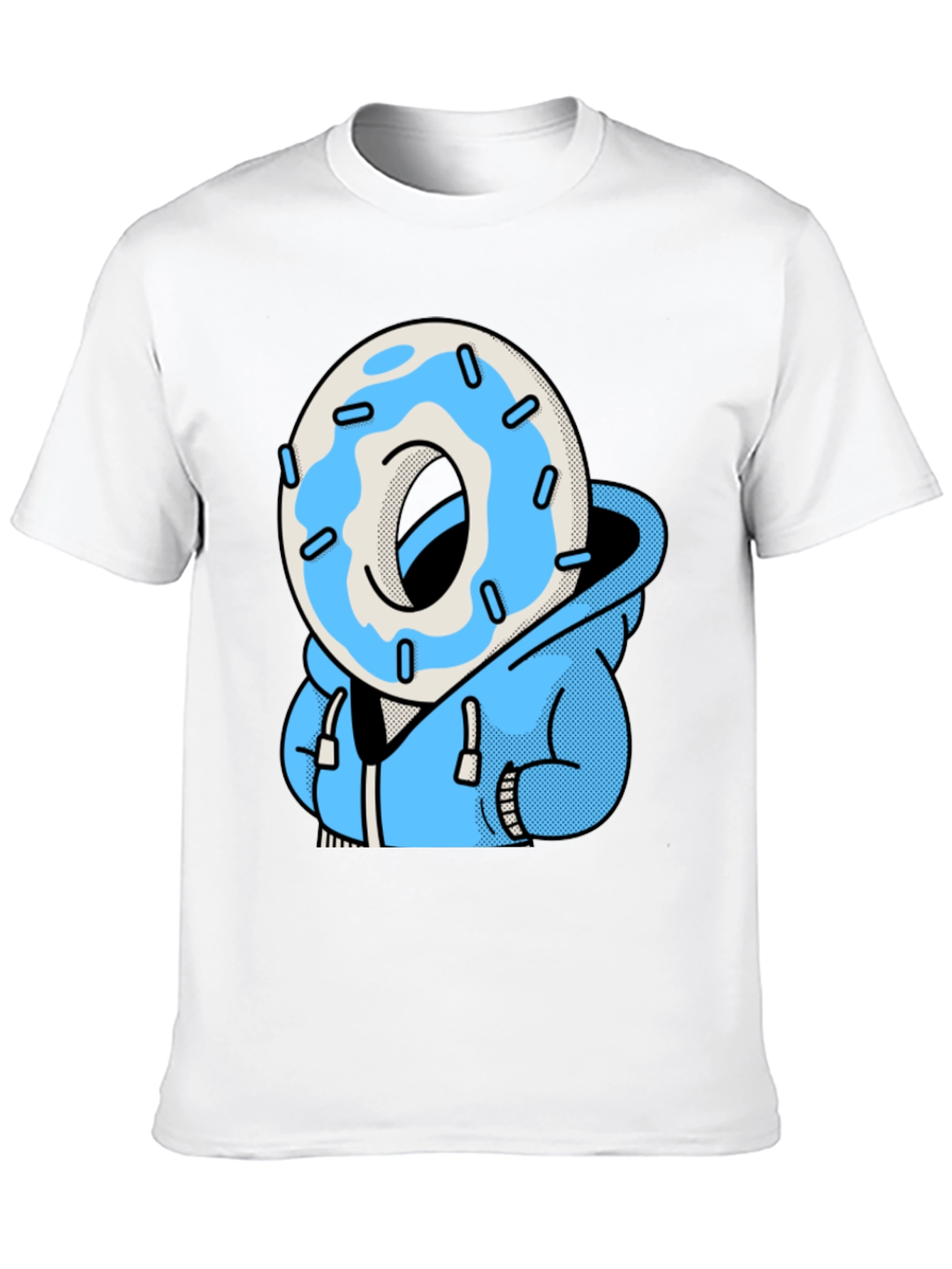 Donut Head Hoodie T-Shirt - Blue Icing Graphic Tee