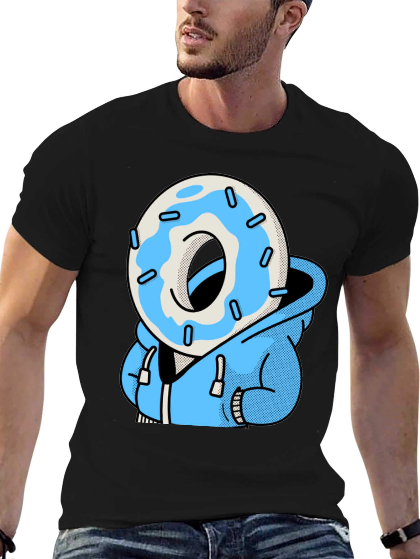 Donut Head Hoodie T-Shirt - Blue Icing Graphic Tee