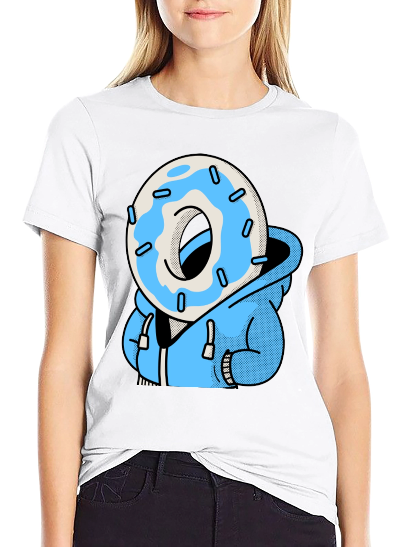 Donut Head Hoodie T-Shirt - Blue Icing Graphic Tee