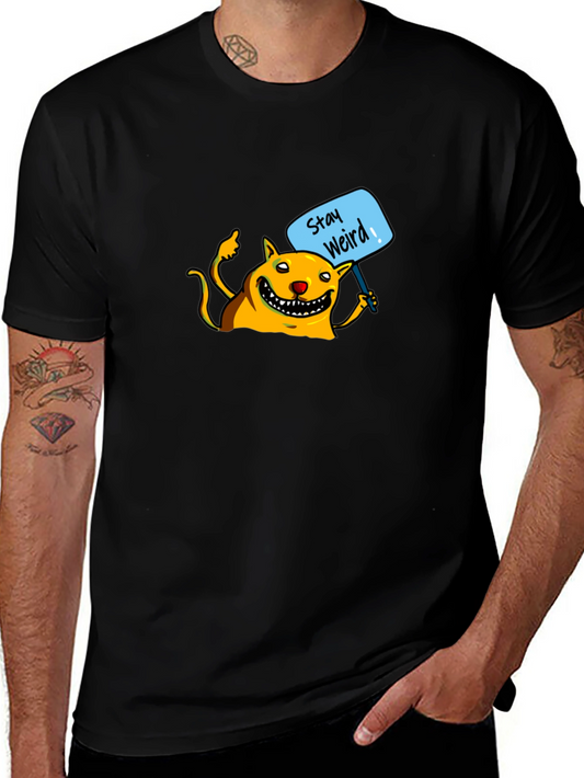 Stay Weird T-Shirt - Unique Graphic Tee for Cat Lovers