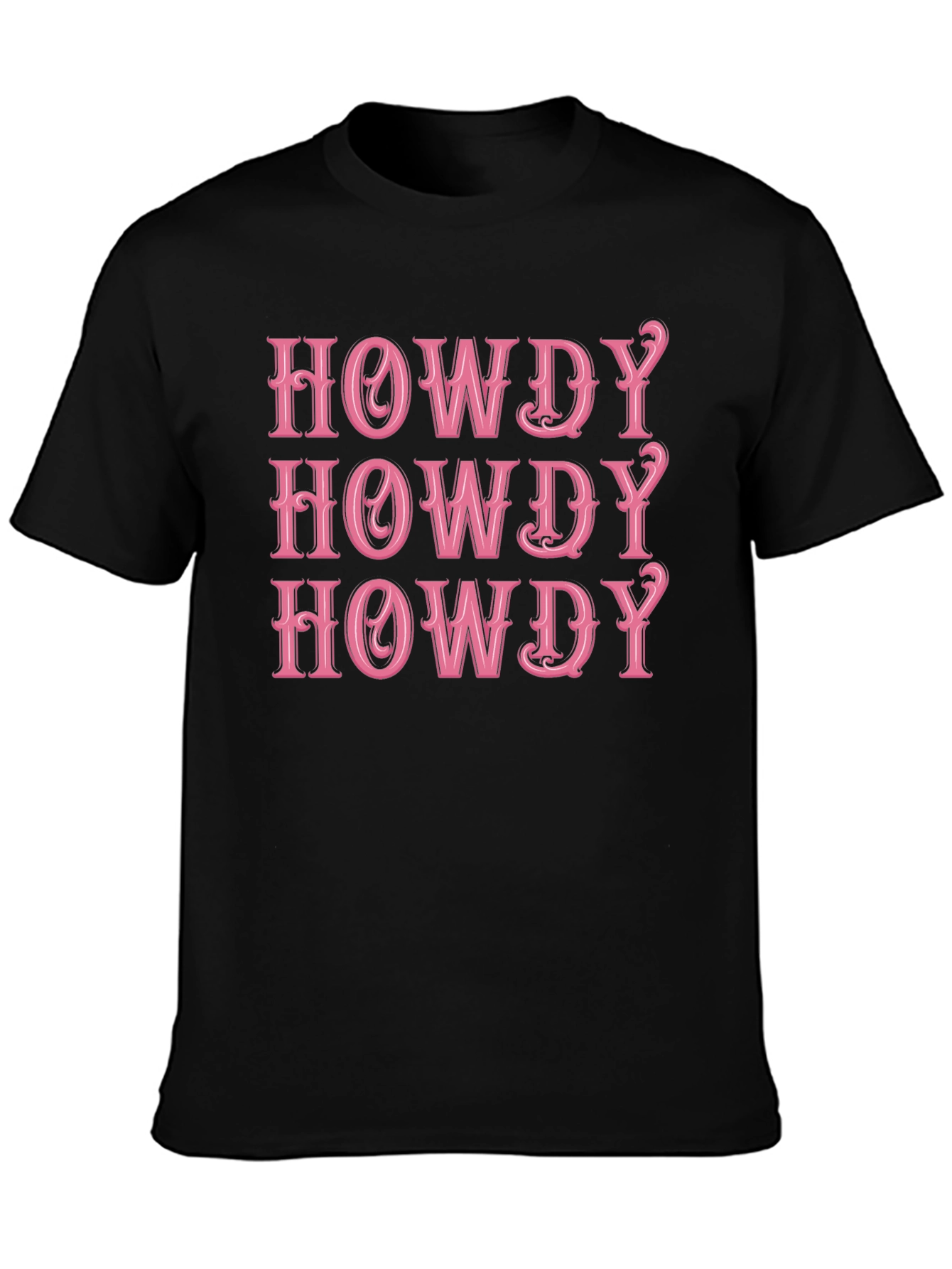 Howdy Graphic Tee - Western Style Pink Text Design