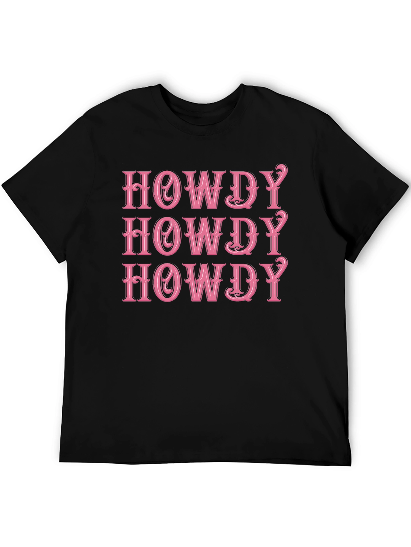 Howdy Graphic Tee - Western Style Pink Text Design
