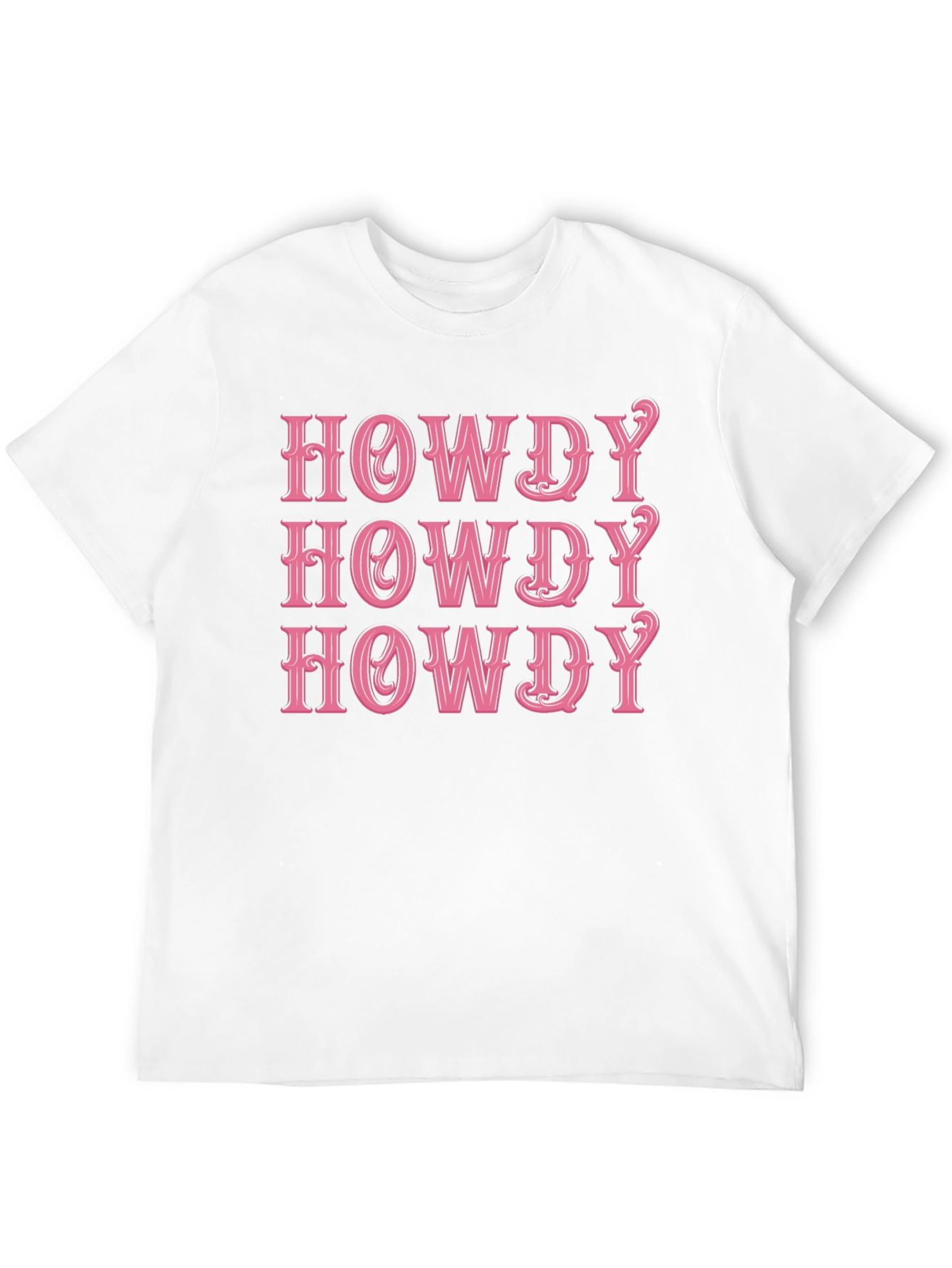 Howdy Graphic Tee - Western Style Pink Text Design