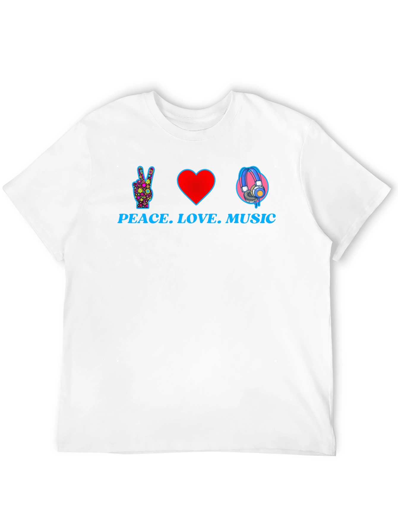 Peace Love Music Graphic T-Shirt - Black
