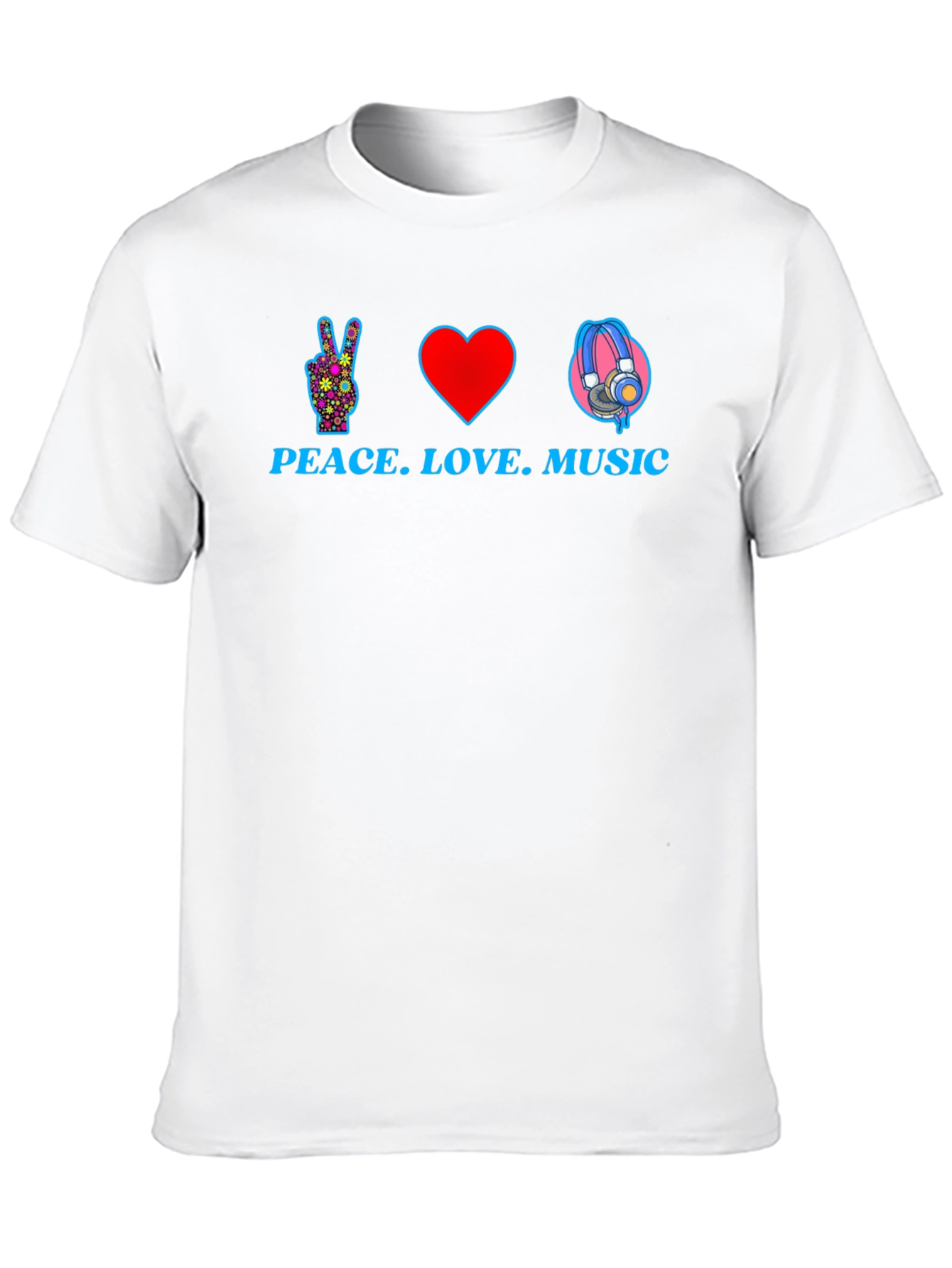 Peace Love Music Graphic T-Shirt - Black