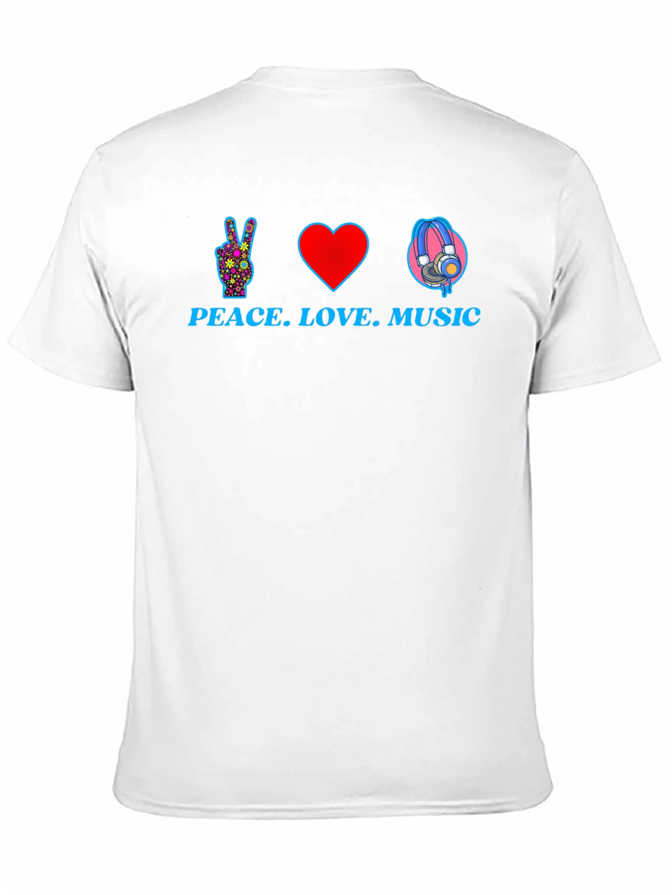 Peace Love Music Graphic T-Shirt - Black