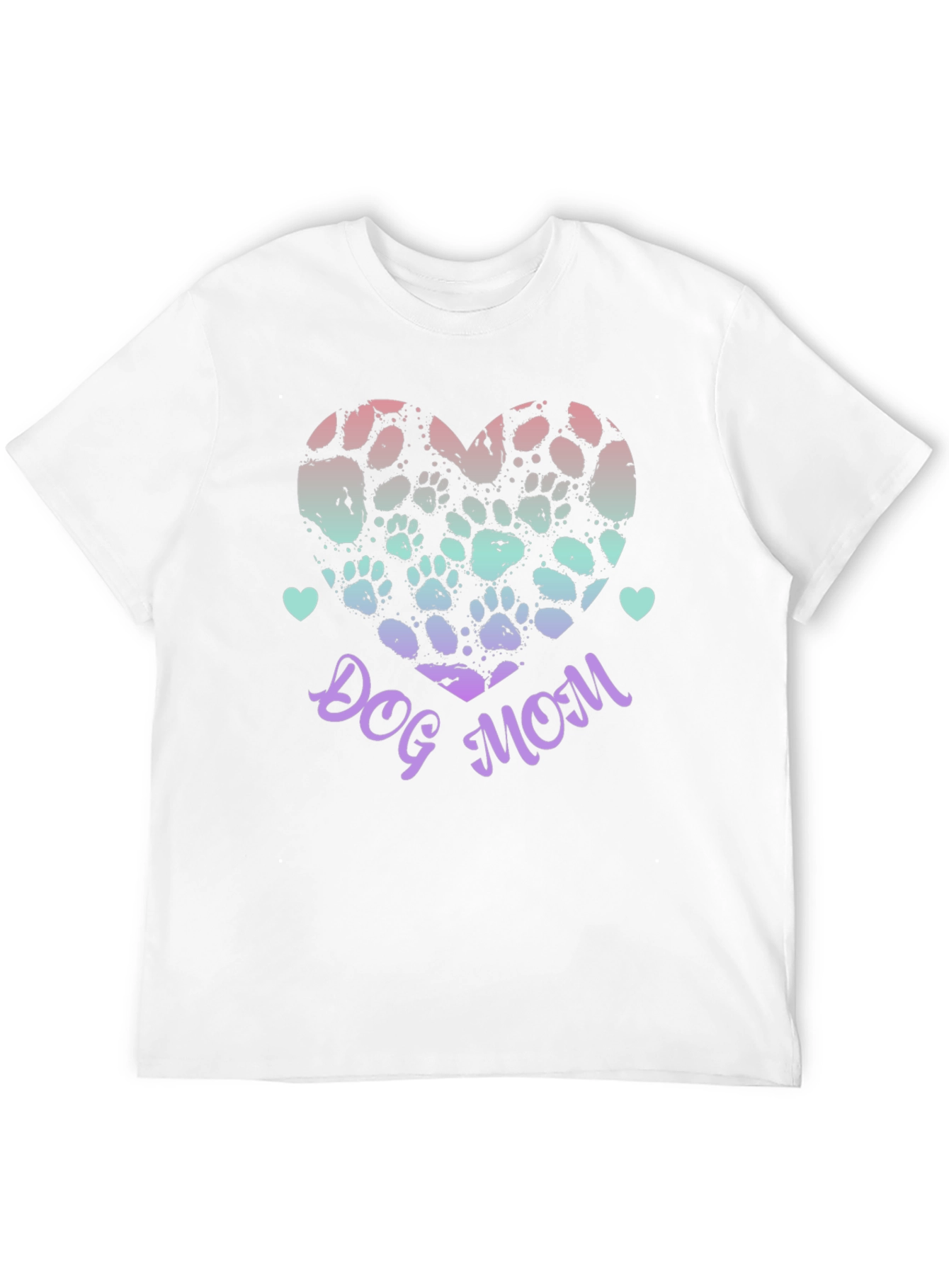 Dog Mom Paw Print Heart Graphic Tee - Black