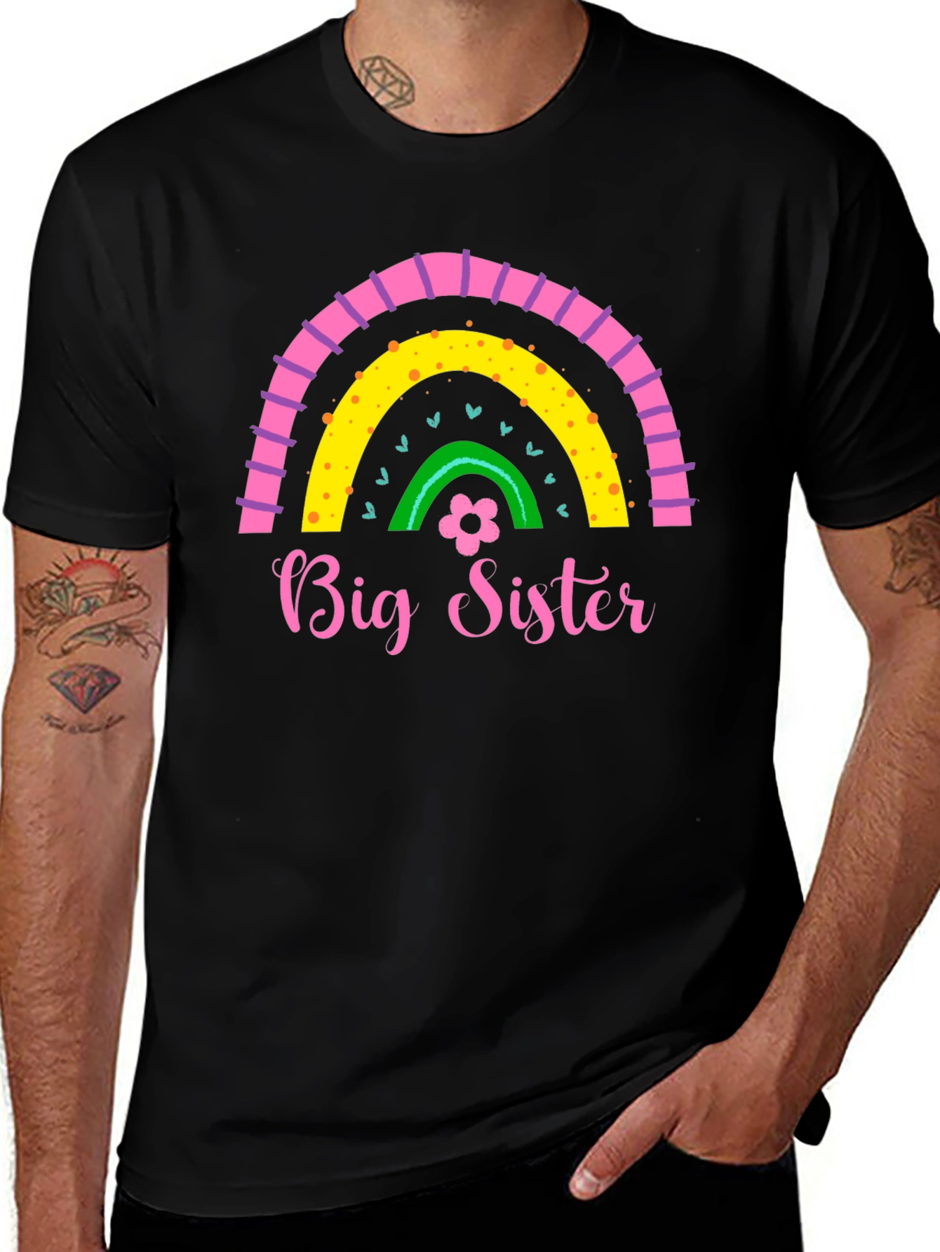 Big Sister Rainbow Graphic Tee - Cute Girls Shirt