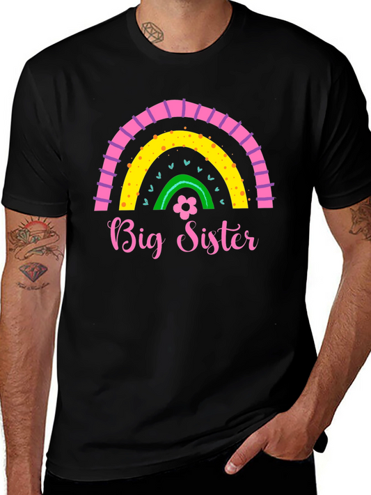 Big Sister Rainbow Graphic Tee - Cute Girls Shirt