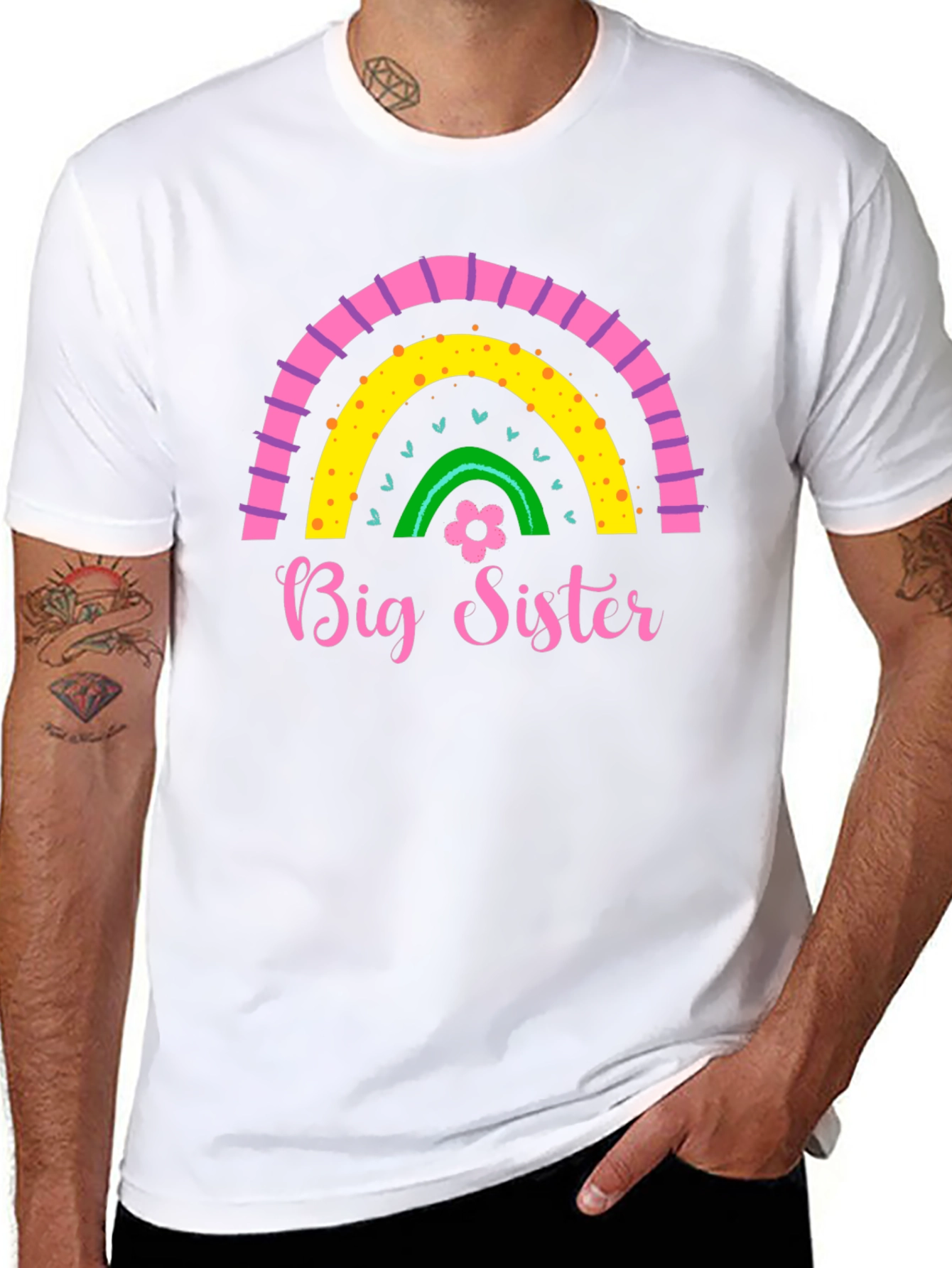Big Sister Rainbow Graphic Tee - Cute Girls Shirt