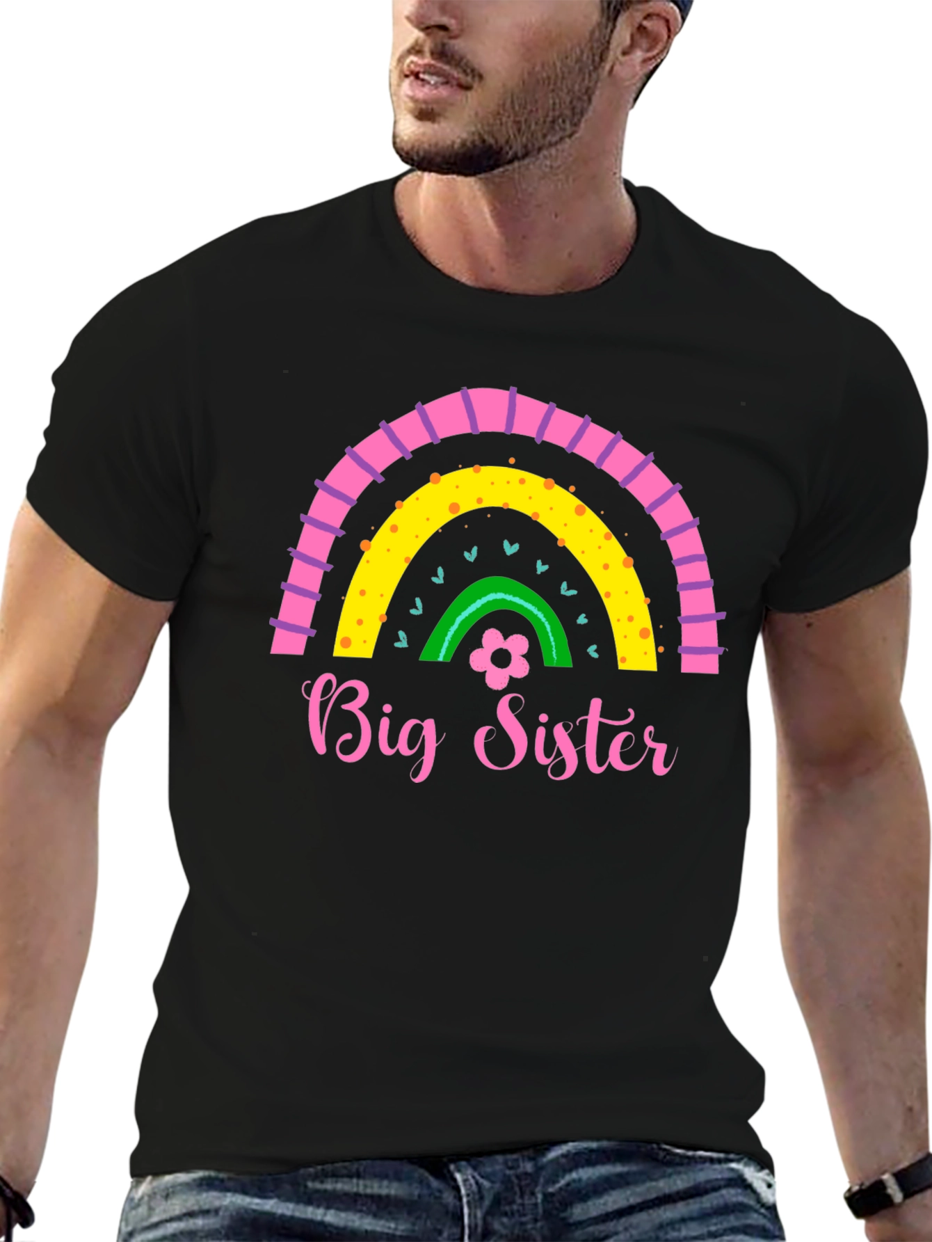 Big Sister Rainbow Graphic Tee - Cute Girls Shirt