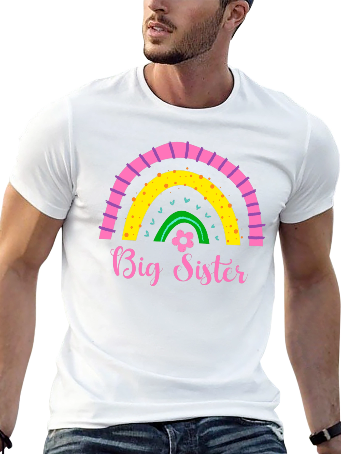 Big Sister Rainbow Graphic Tee - Cute Girls Shirt