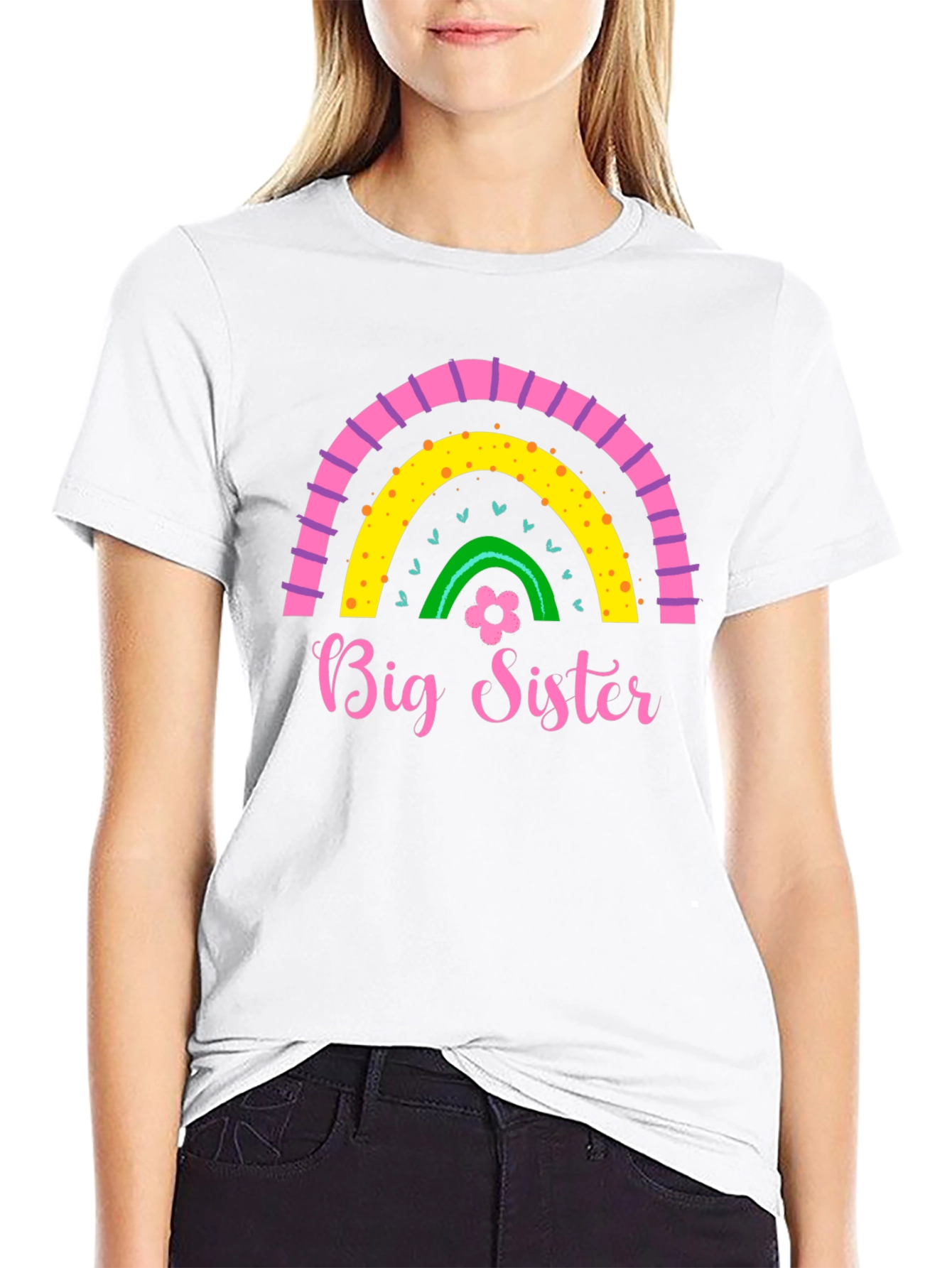 Big Sister Rainbow Graphic Tee - Cute Girls Shirt