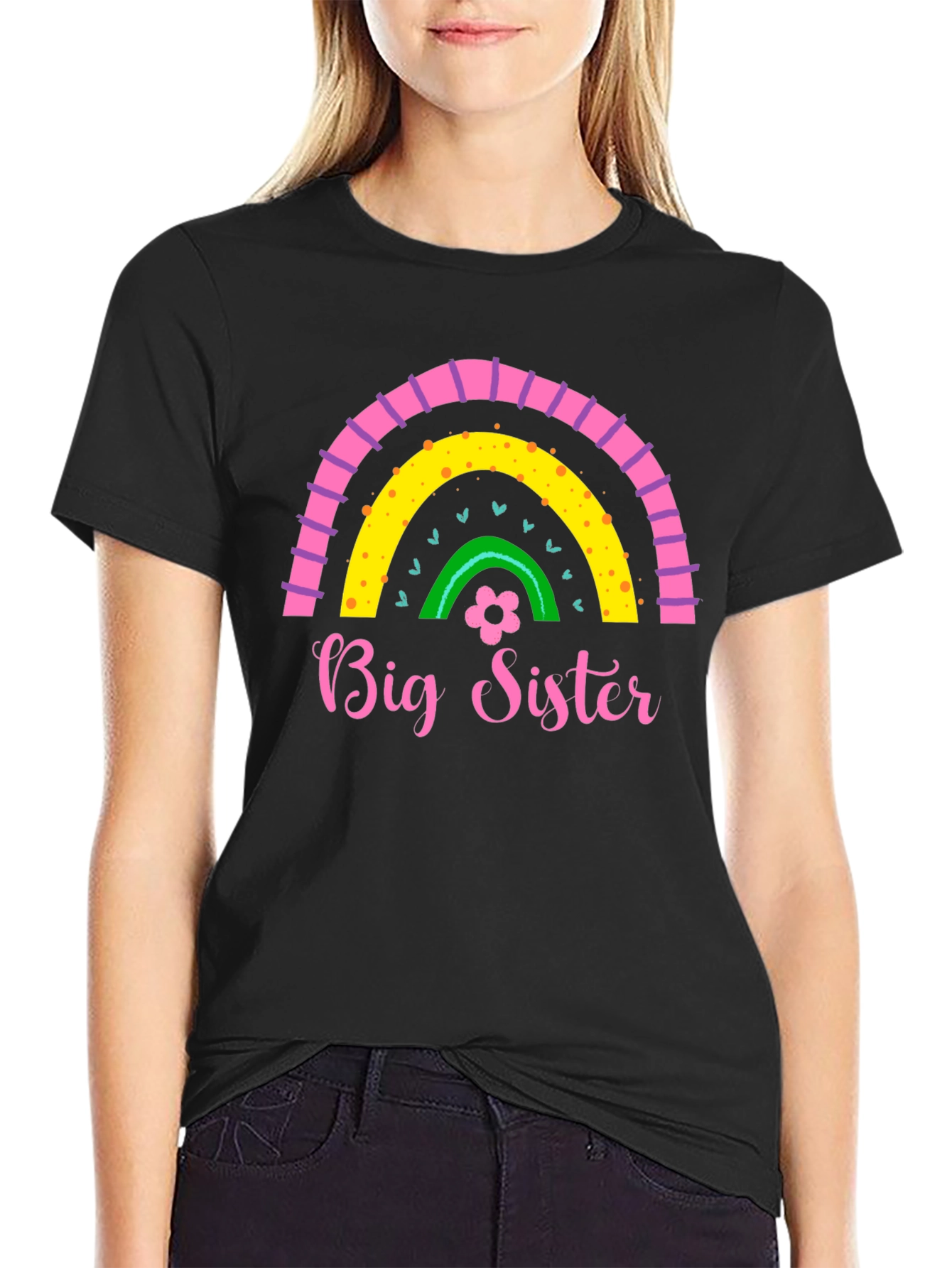 Big Sister Rainbow Graphic Tee - Cute Girls Shirt