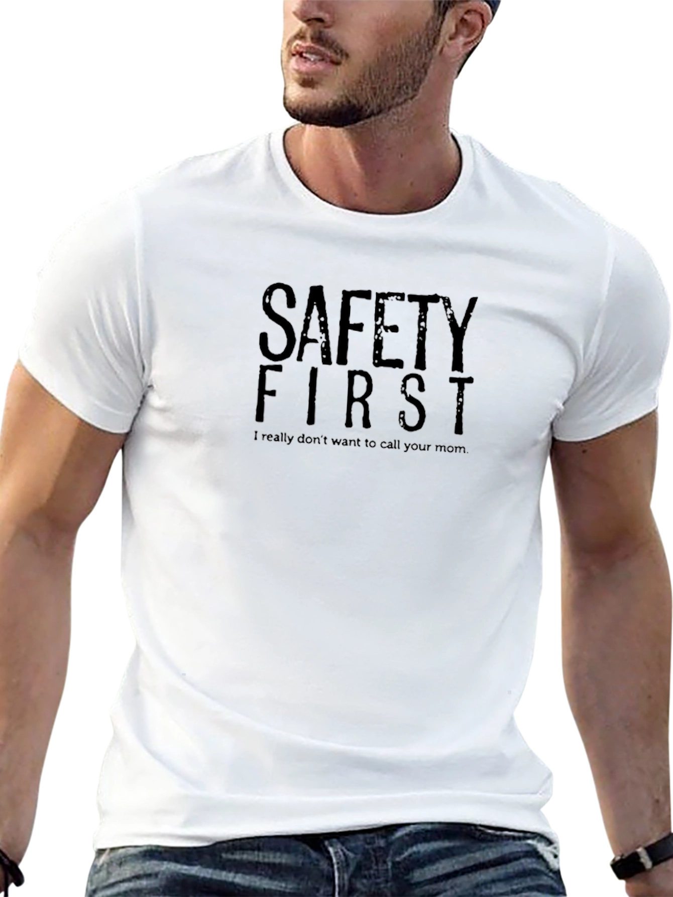 Safety First Graphic Tee - Humorous Black T-Shirt