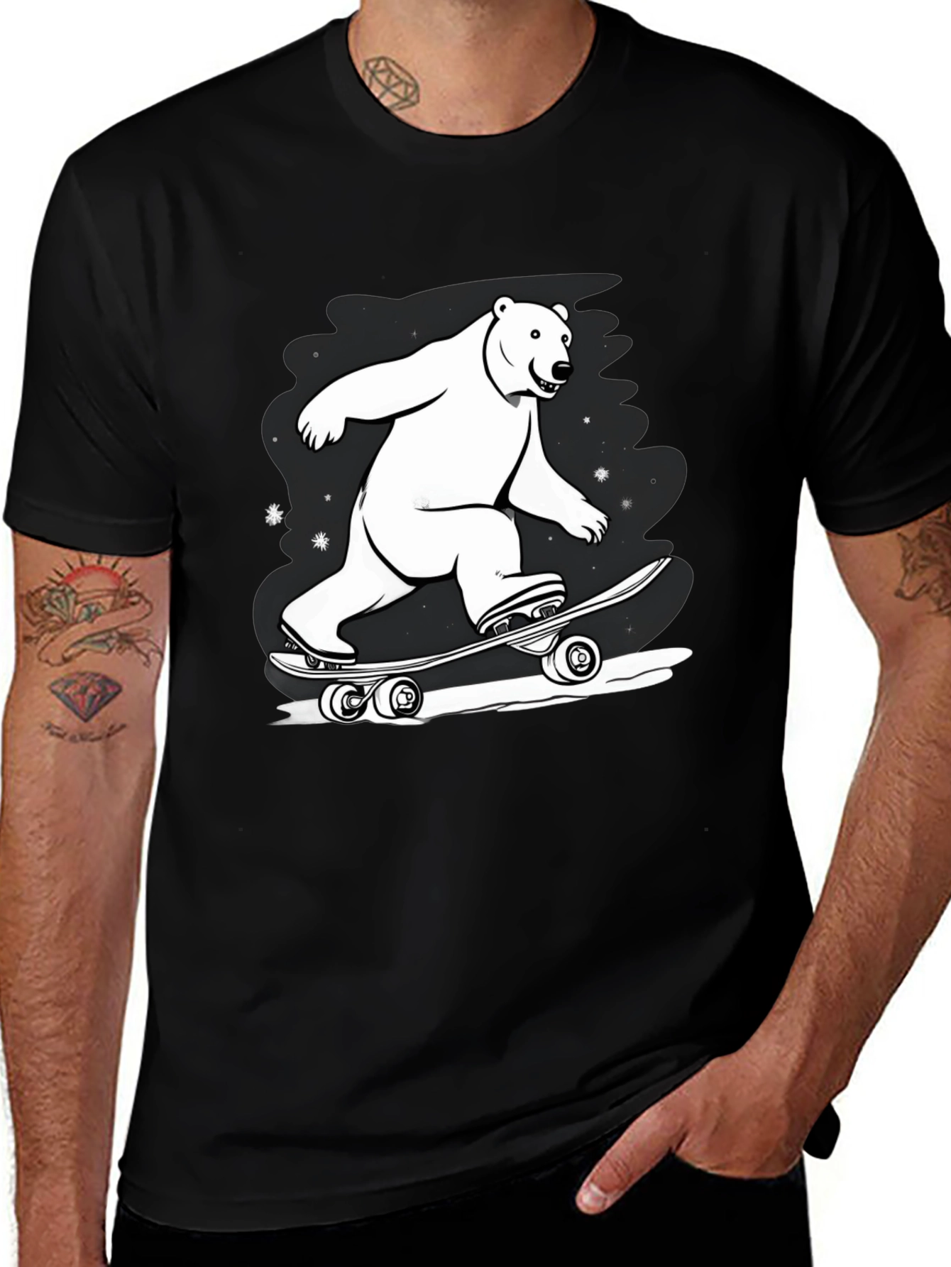 Cool Polar Bear Skateboard Graphic Tee