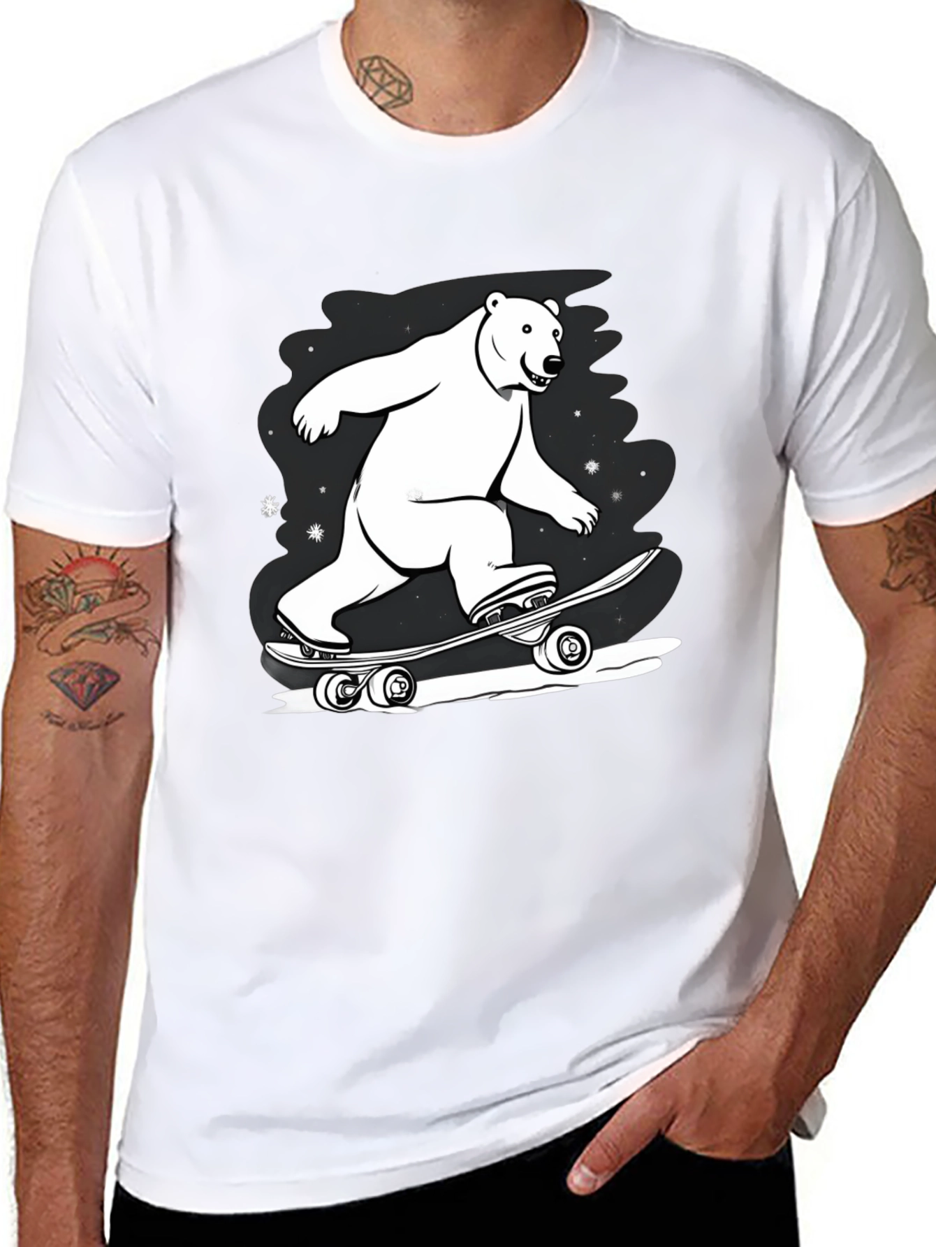 Cool Polar Bear Skateboard Graphic Tee