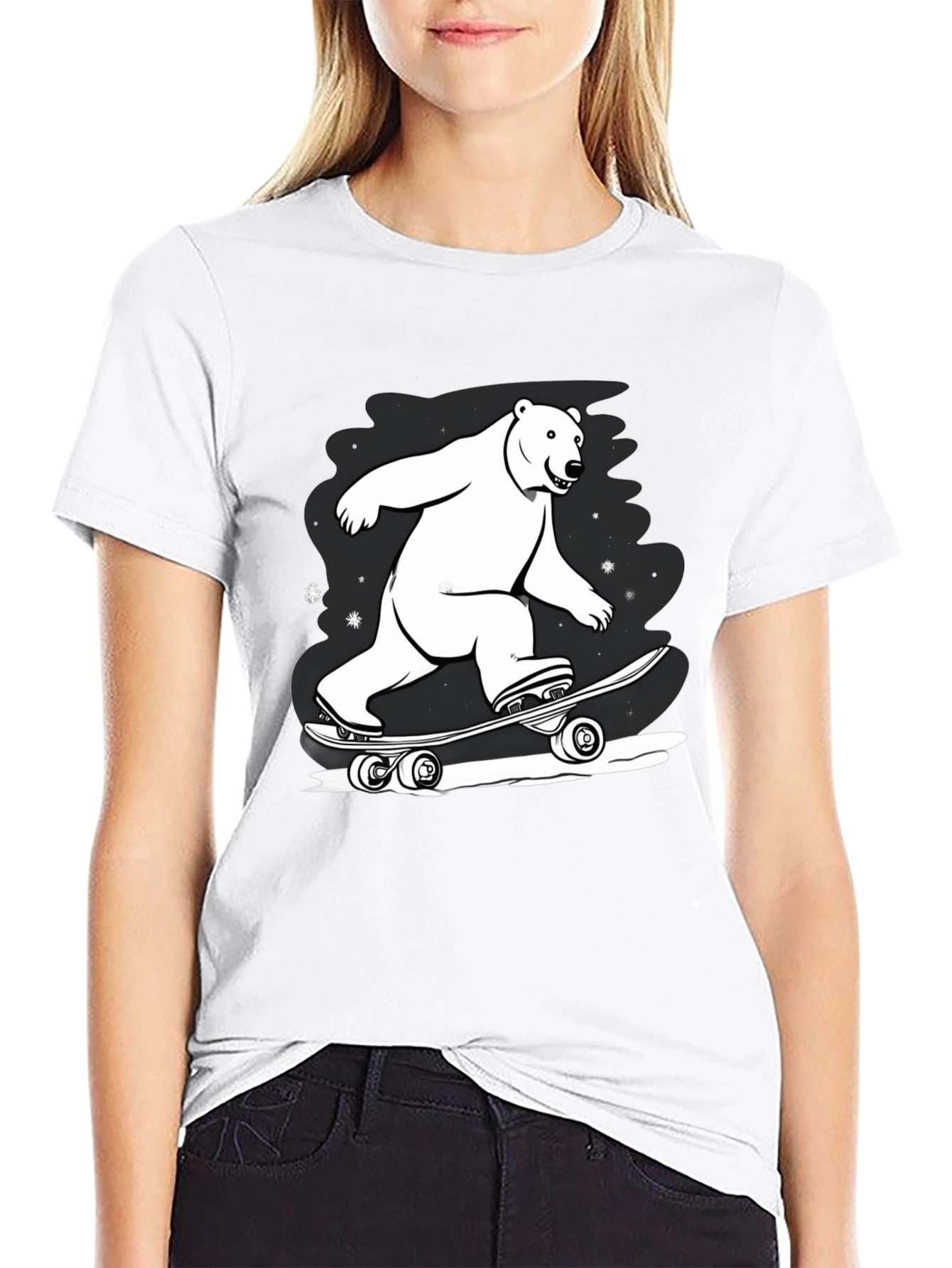 Cool Polar Bear Skateboard Graphic Tee