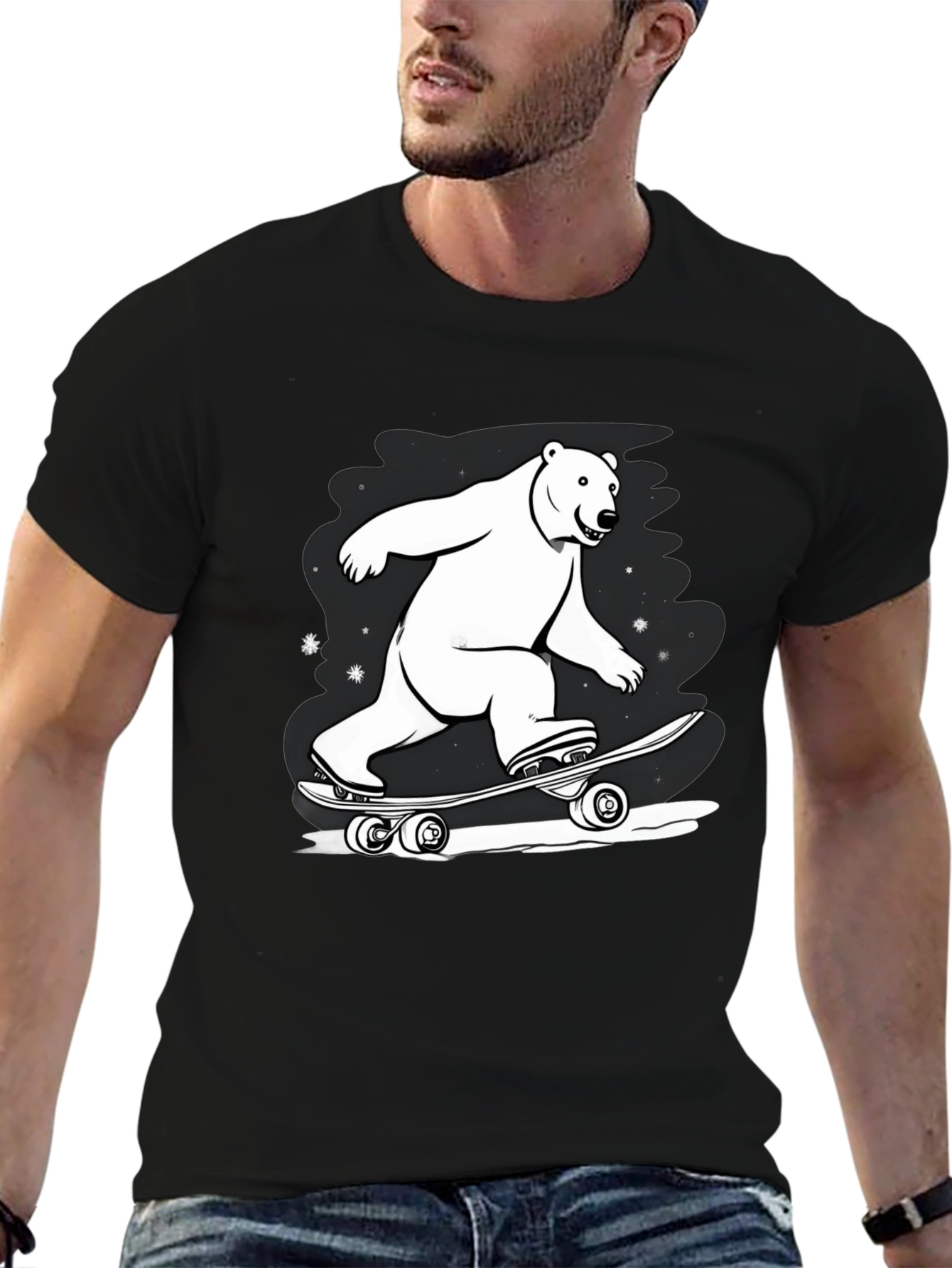 Cool Polar Bear Skateboard Graphic Tee