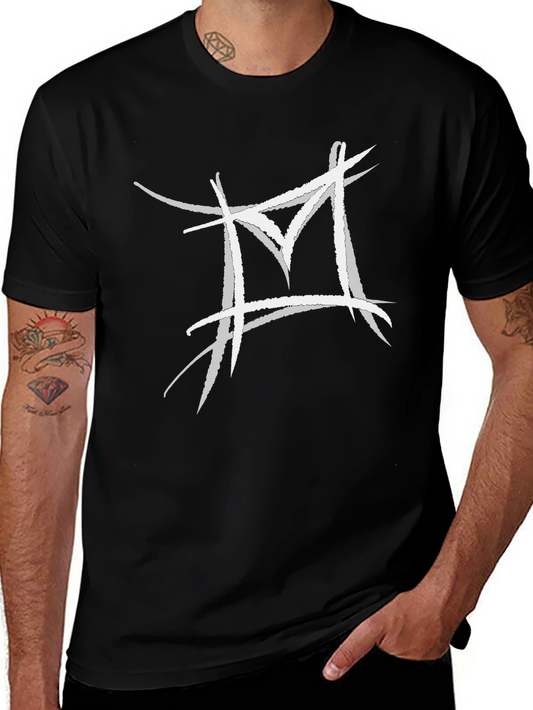 Abstract White Logo Black T-Shirt