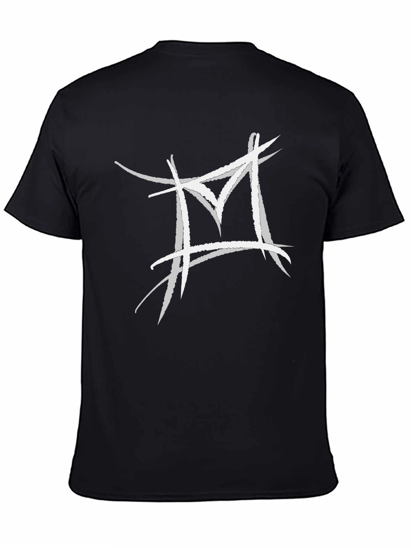 Abstract White Logo Black T-Shirt