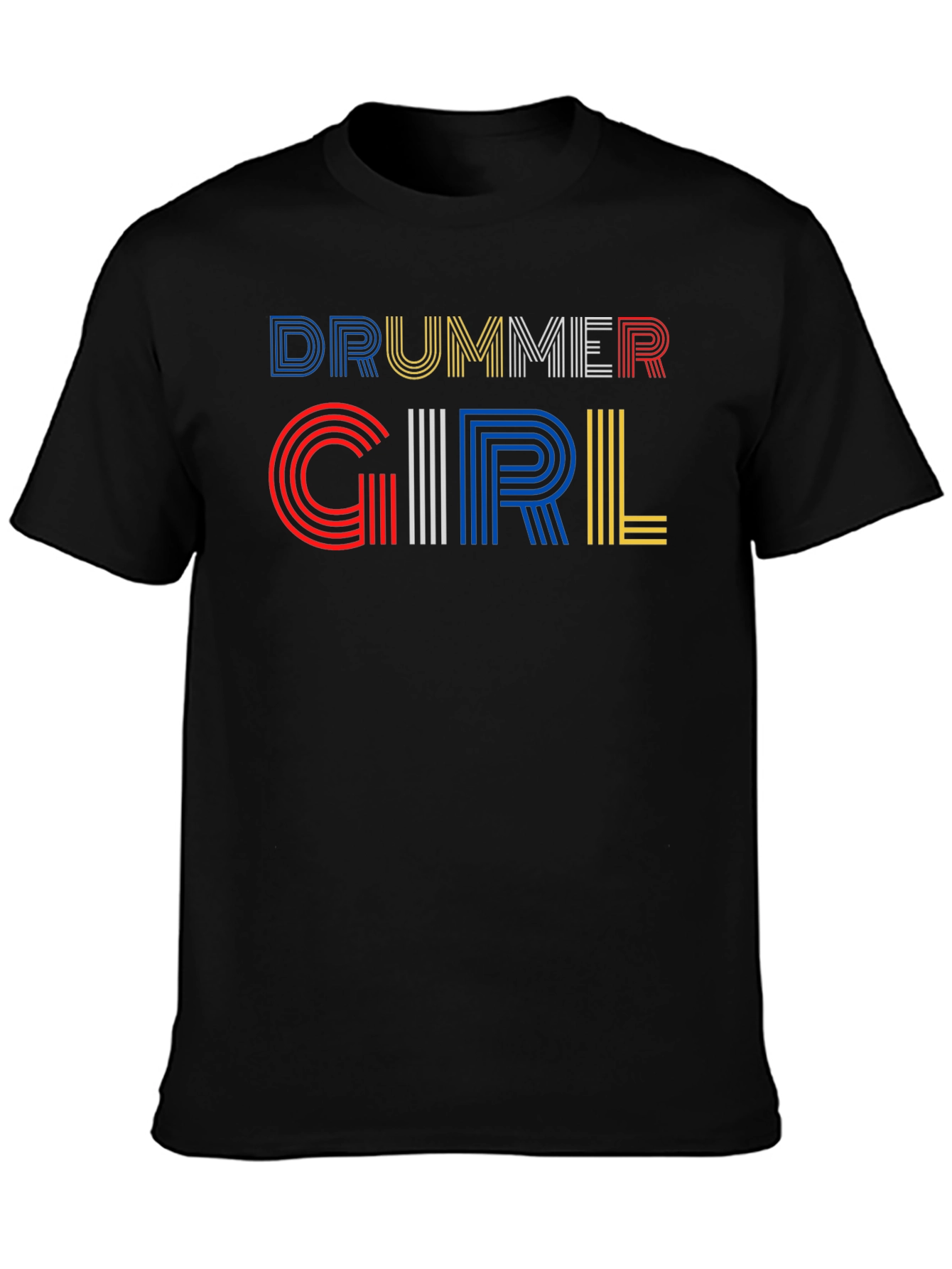 Drummer Girl Graphic Tee - Black Cotton T-Shirt