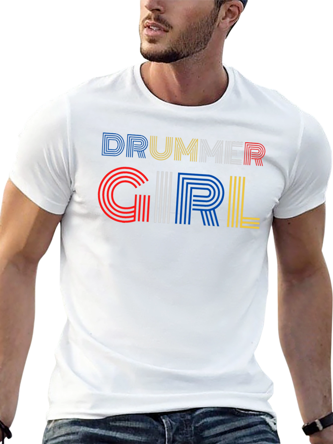 Drummer Girl Graphic Tee - Black Cotton T-Shirt