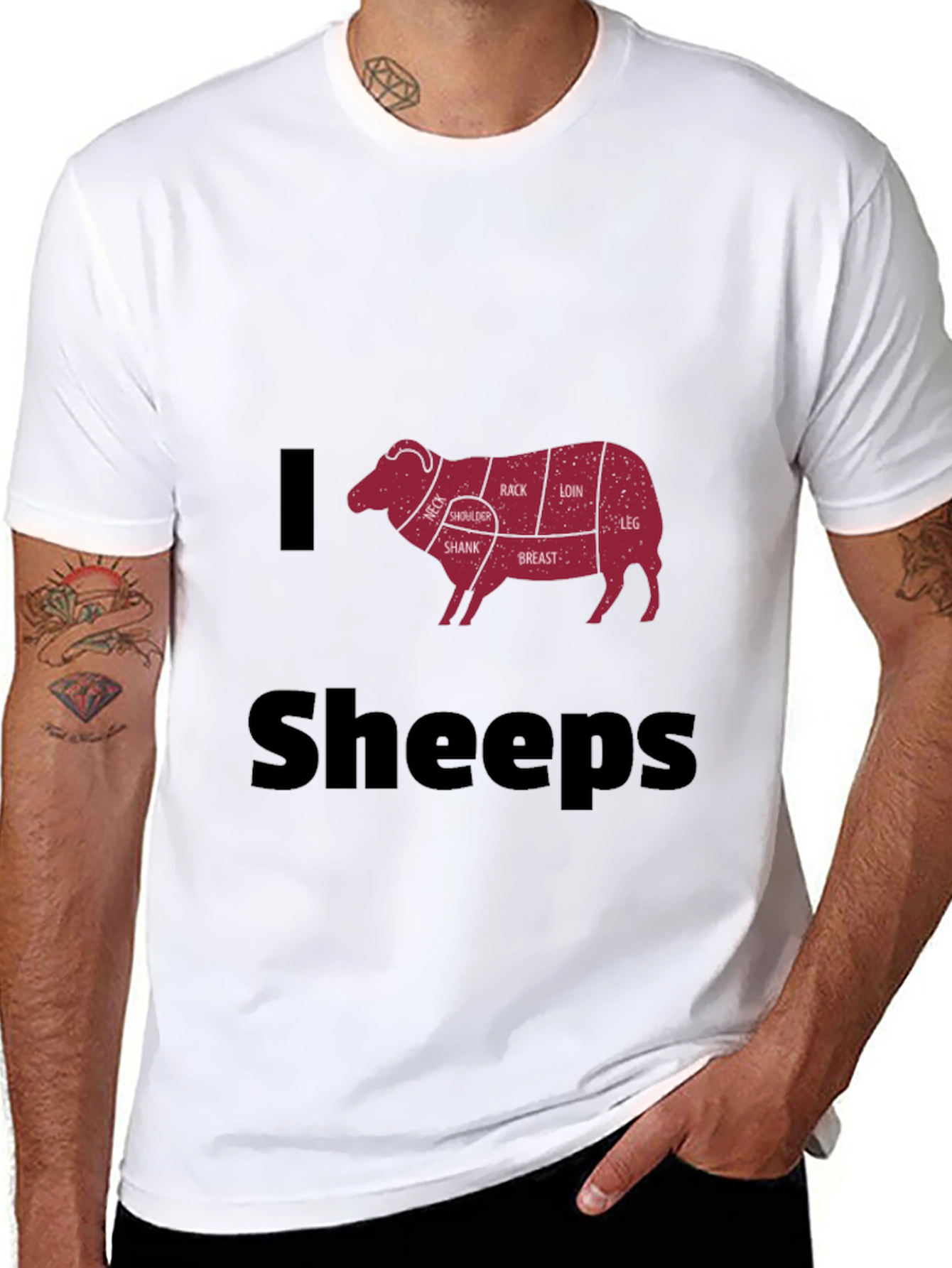 I Love Sheeps T-Shirt - Butcher Cut Sheep Tee