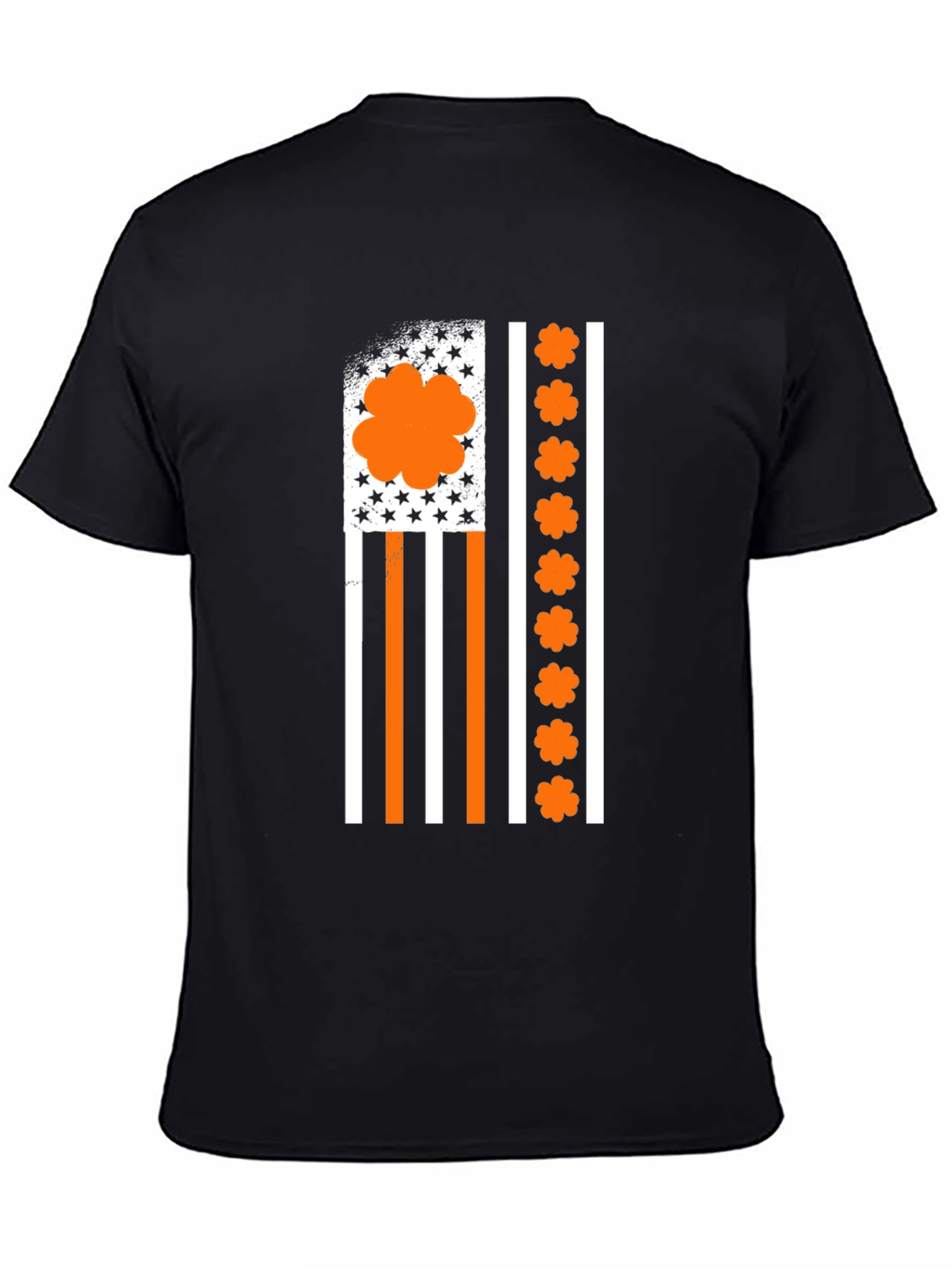 Orange Shamrock American Flag Graphic T-Shirt
