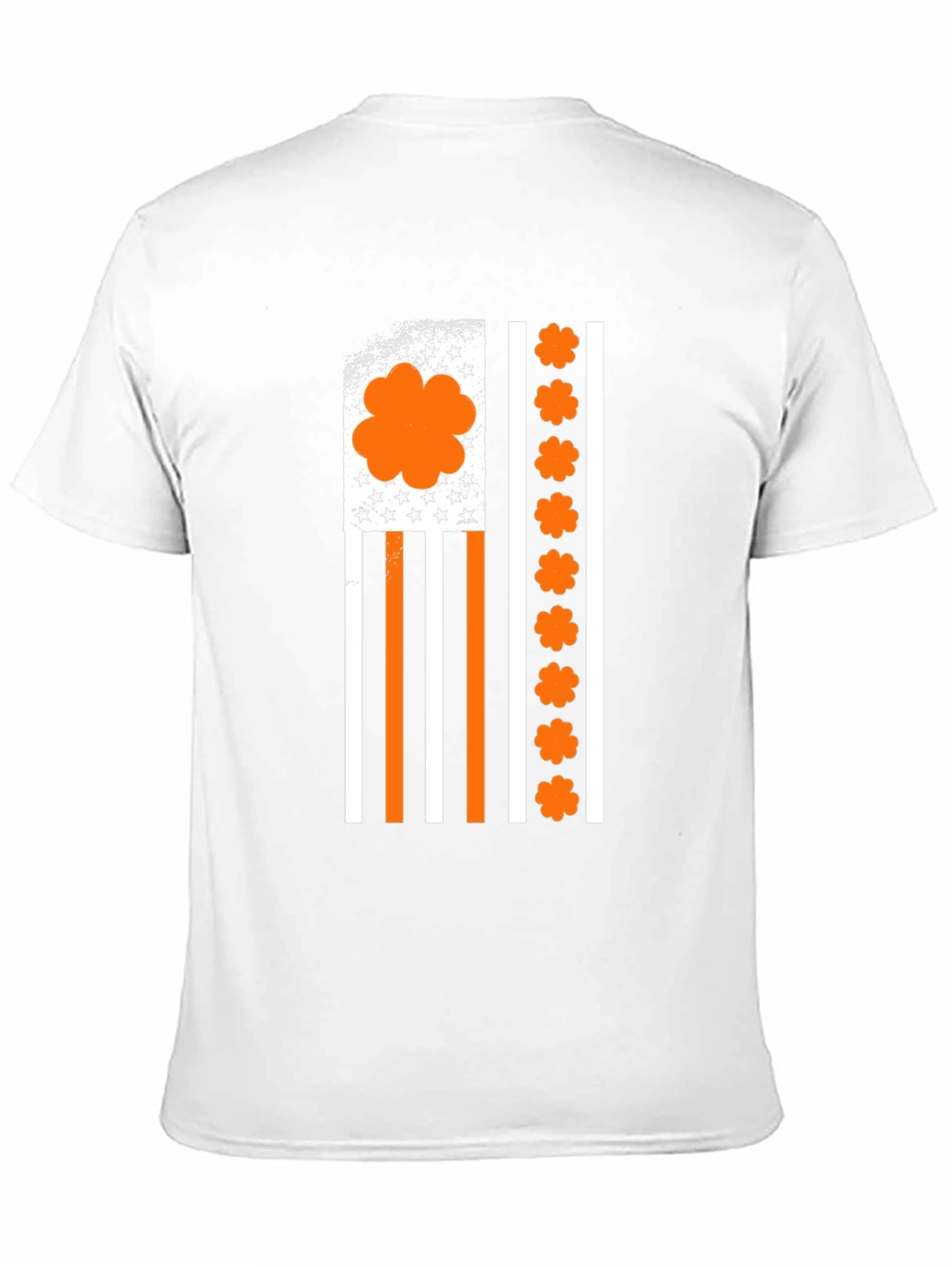 Orange Shamrock American Flag Graphic T-Shirt