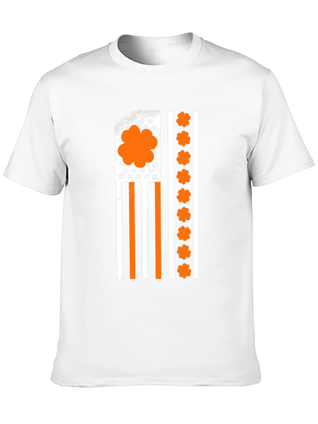 Orange Shamrock American Flag Graphic T-Shirt