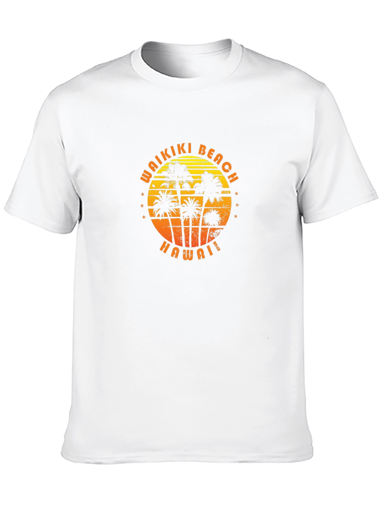 Waikiki Beach Hawaii Palm Tree Graphic T-Shirt