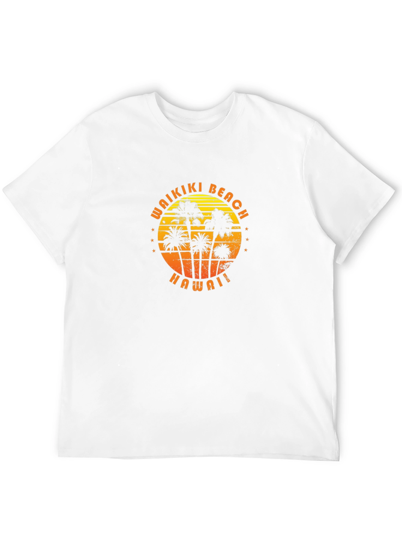 Waikiki Beach Hawaii Palm Tree Graphic T-Shirt