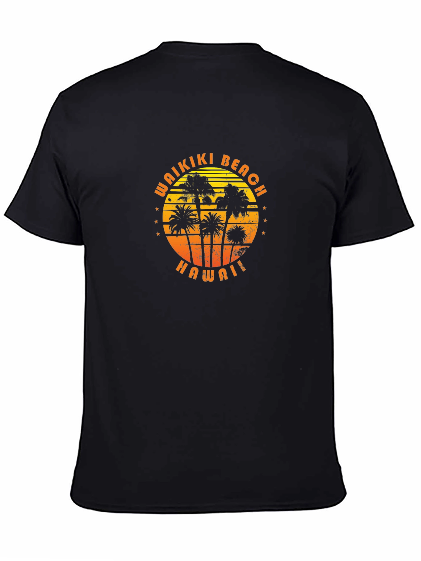 Waikiki Beach Hawaii Palm Tree Graphic T-Shirt