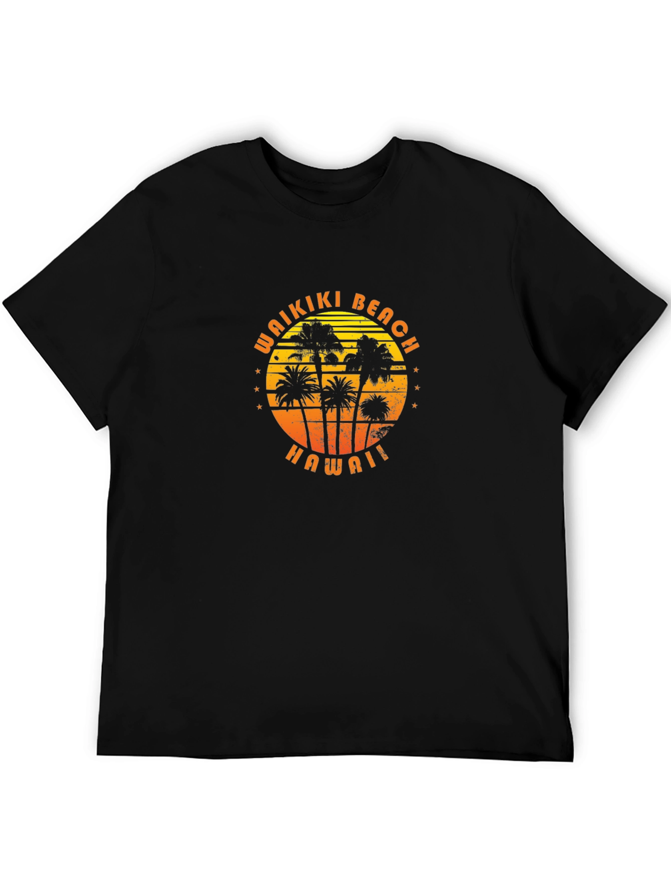 Waikiki Beach Hawaii Palm Tree Graphic T-Shirt