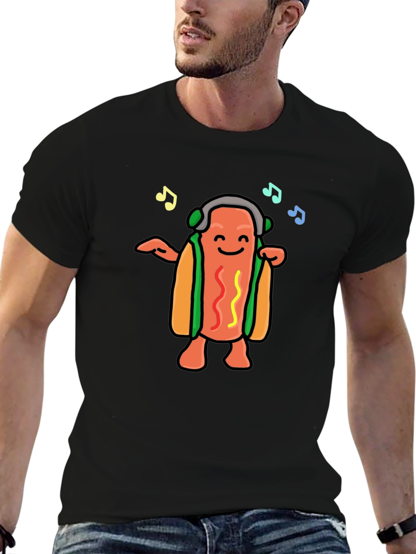 Dancing Hotdog Graphic T-Shirt - Music Lover Tee