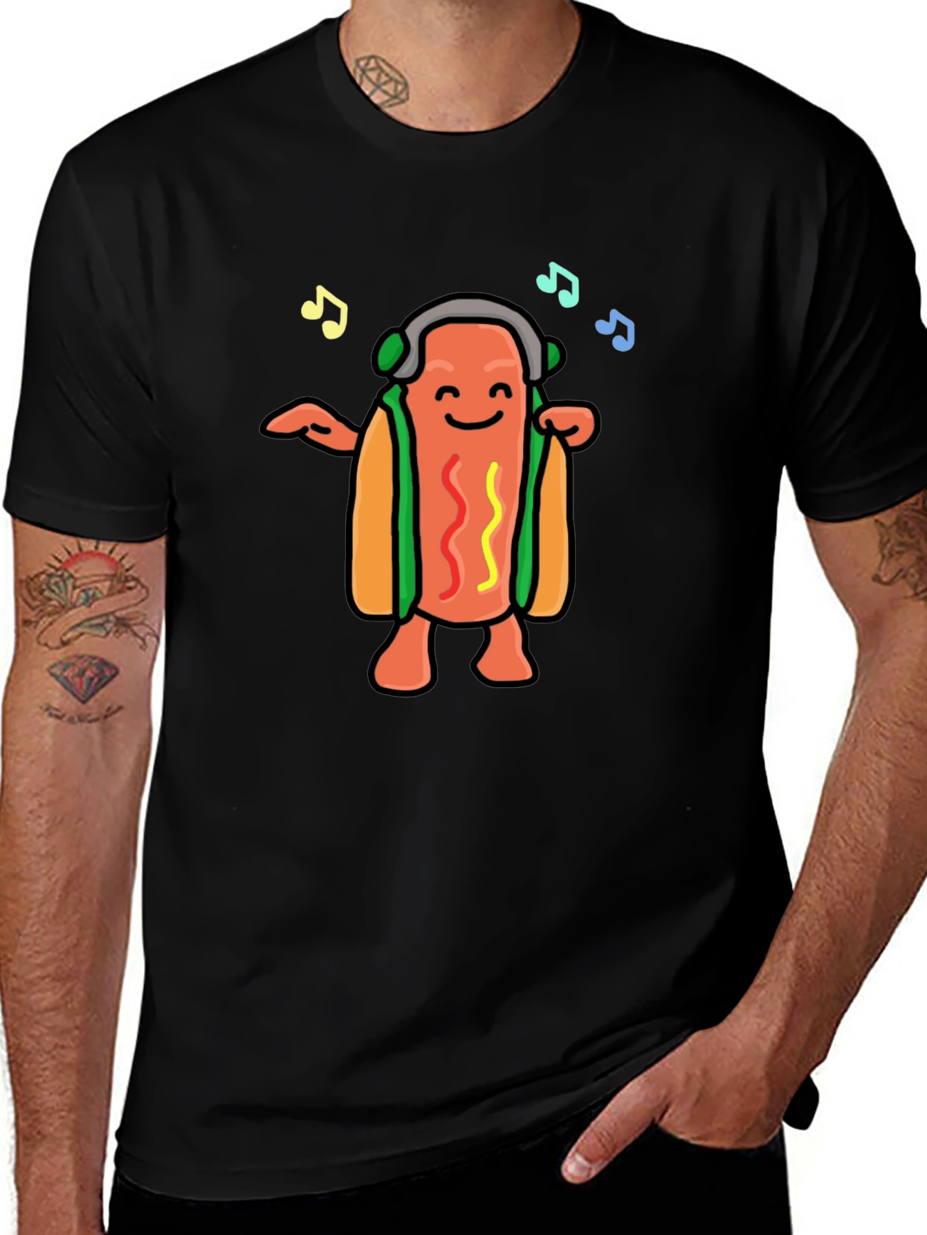 Dancing Hotdog Graphic T-Shirt - Music Lover Tee